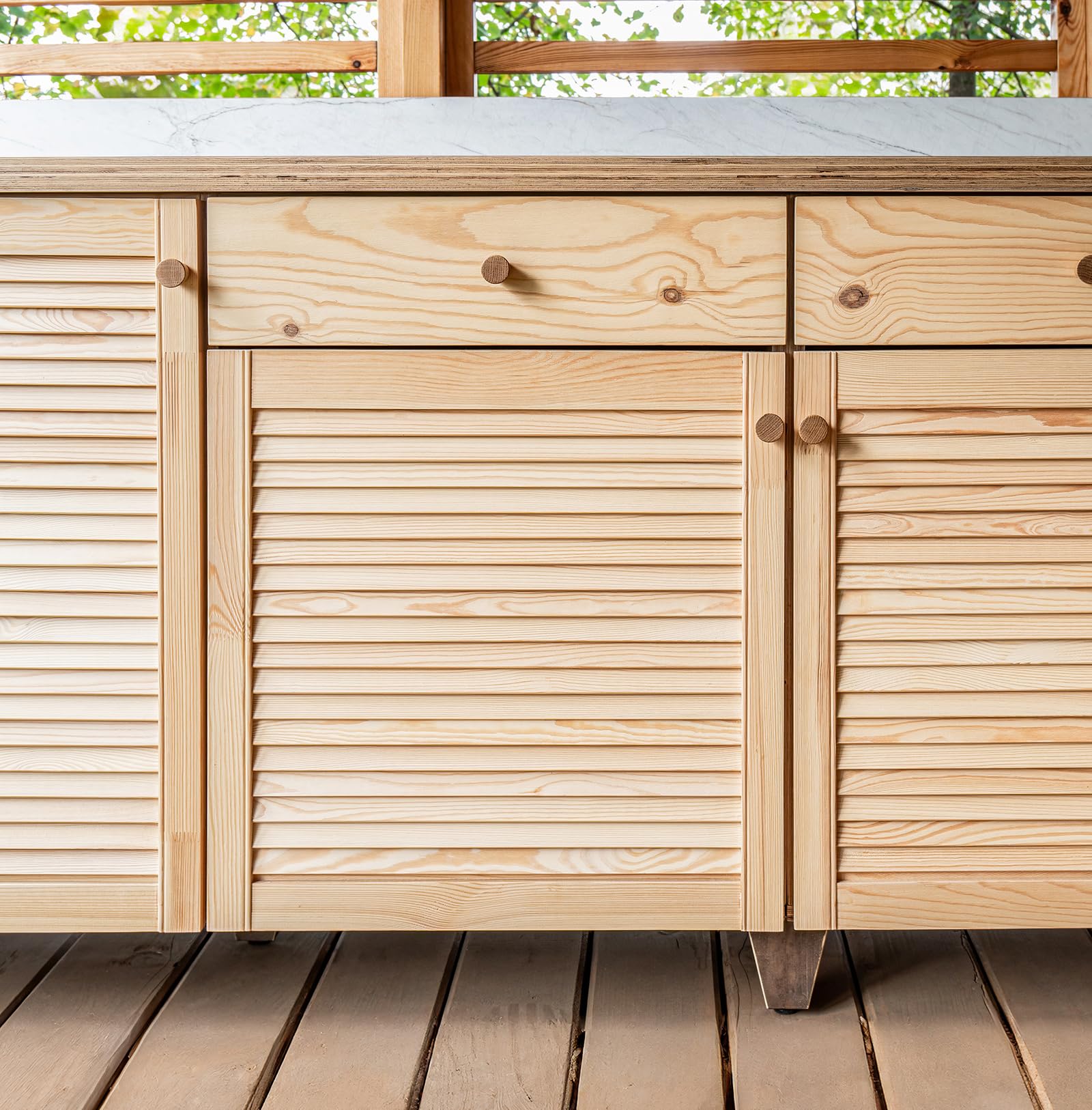 Onlywood Antine in Legno Massello Naturale - Sportello in Legno struttura a Persiana - Ante per cucina muratura o per creare mobili fai da te 494 x 993 h. mm