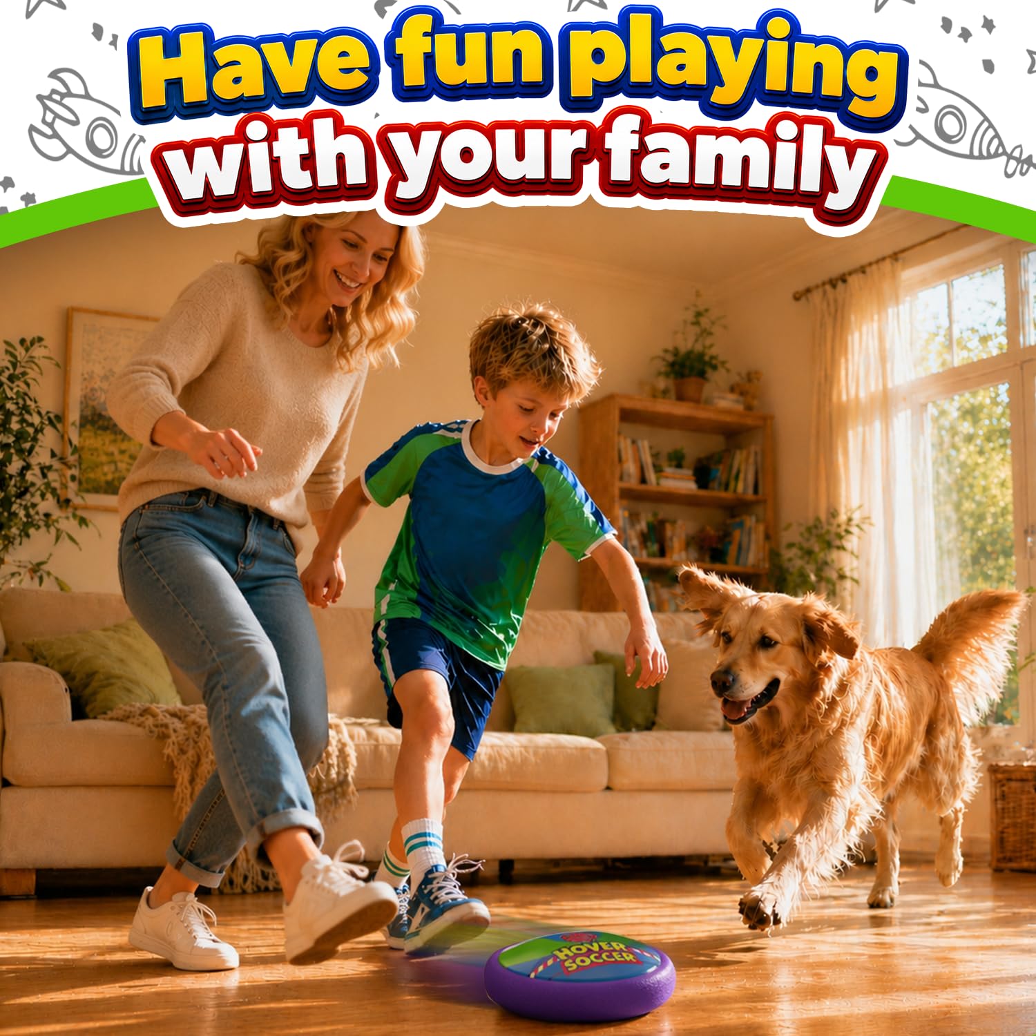 PandaHome Kinder Light Year Spielzeug, Hover Fußball mit LED, Weicher Schaumstoffpuffer, Indoor Air Power Football Spiele, Fussball Geschenke für Jungen Mädchen 3-12 Jahre