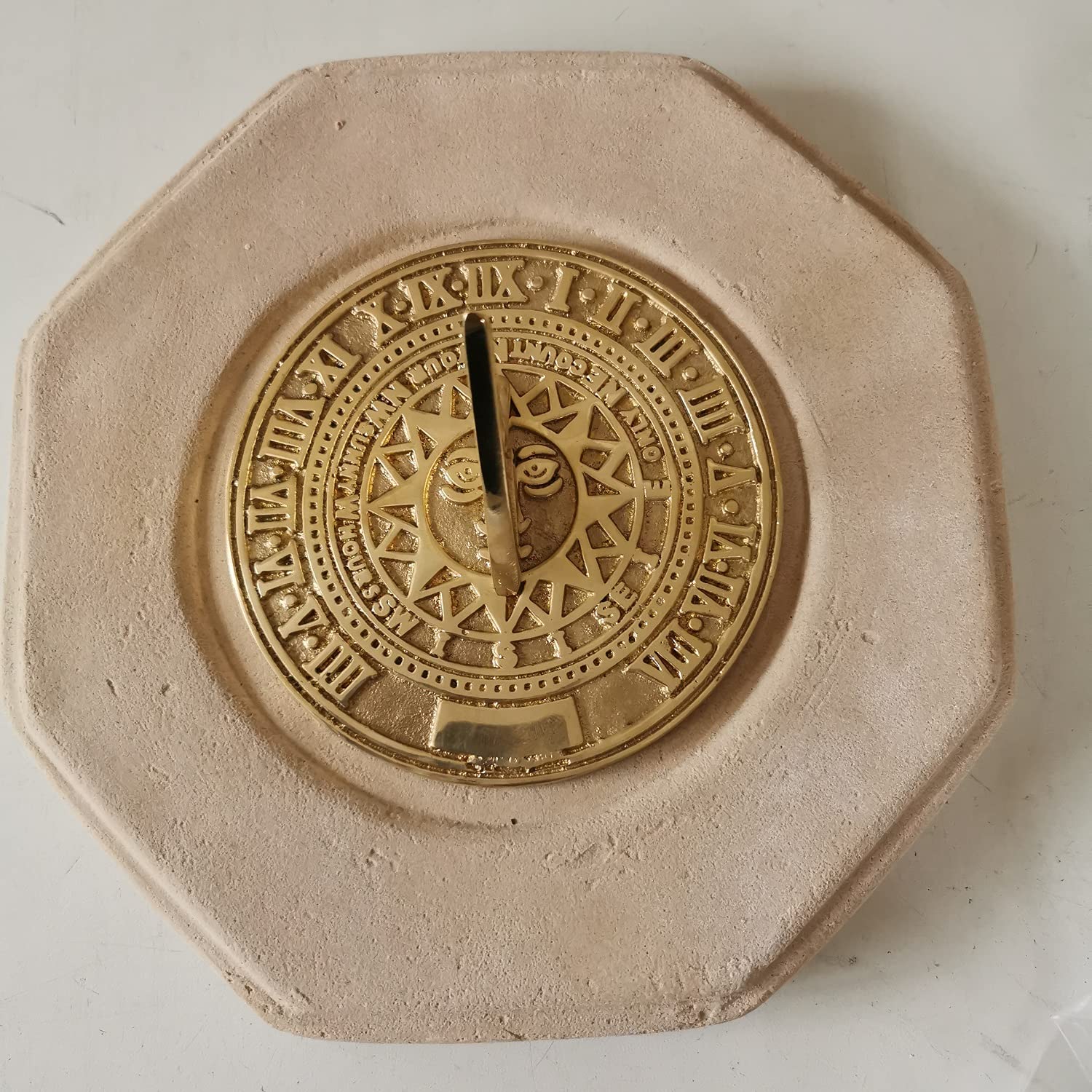 Garden Ornaments And Accessories Cream Small Octagonal Concrete Base And Sunny Hours Sundial