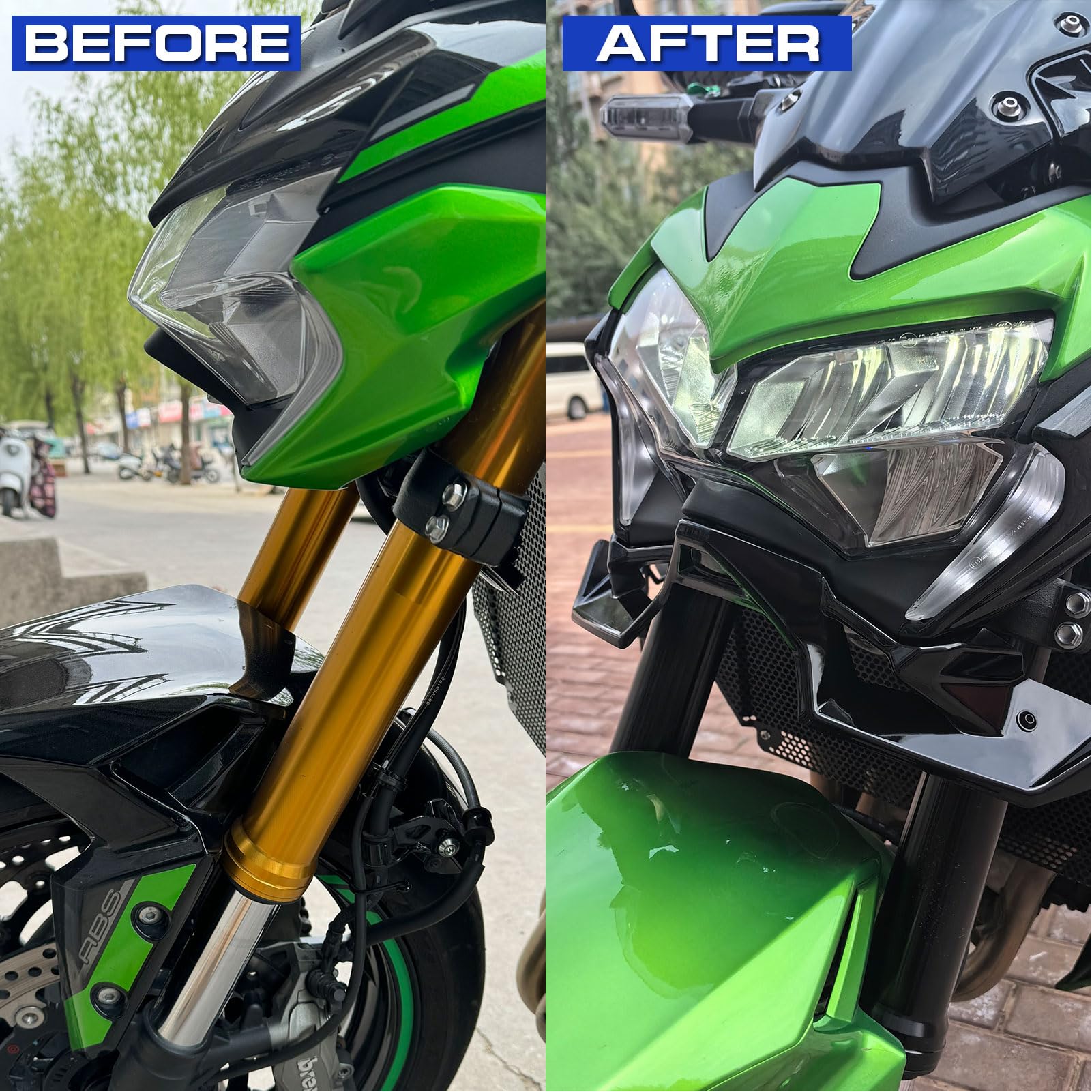 WOOGA Spoiler anteriore moto per Ka&wa&sa&ki Z900 Z 900 Z-900 Accessories 2020 2021 2022 2023 2024 Sport Downforce Spoiler Forntal nudi deflettore ala (Aspetto in carbonio)