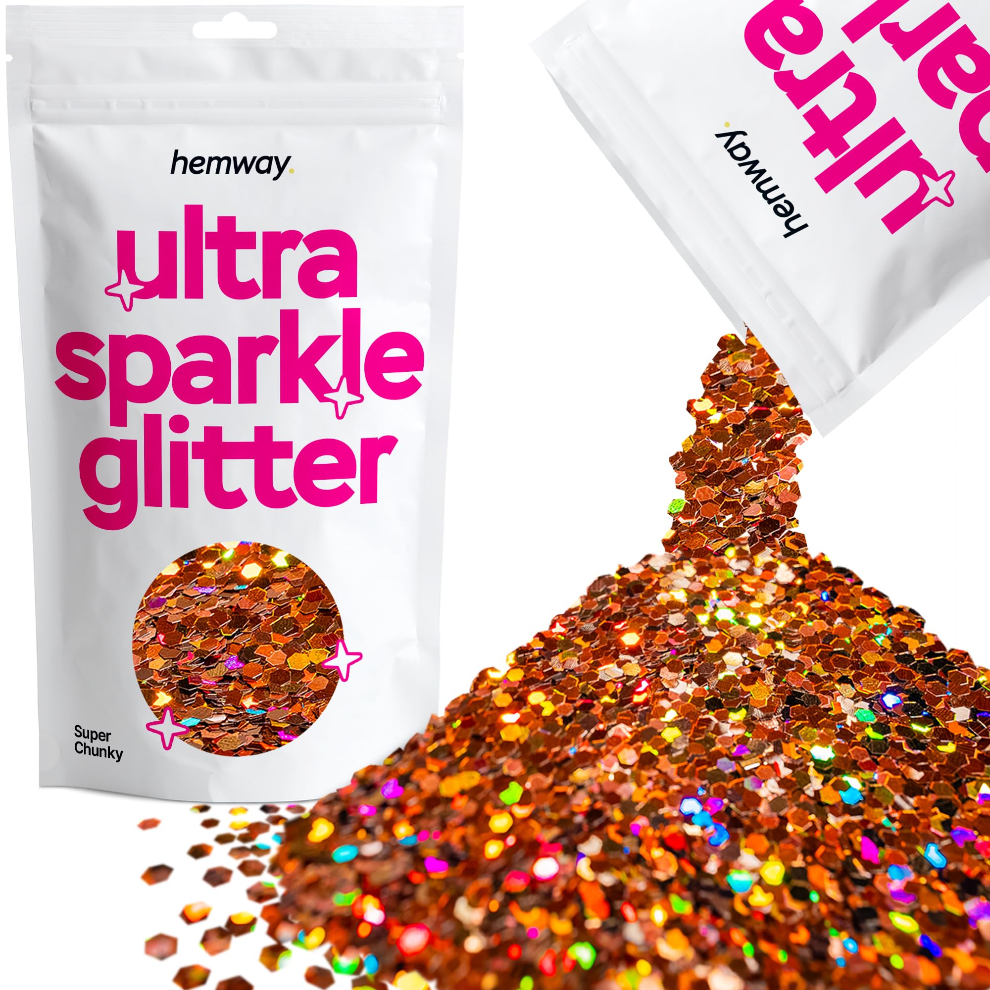 Hemway Ultra Sparkle Glitter Baby Pink Iridescent 100g Fine | Glitter for Arts & Craft, Makeup, Nail Art, Crafting, Card Making, Sparkle Decoration — view 146