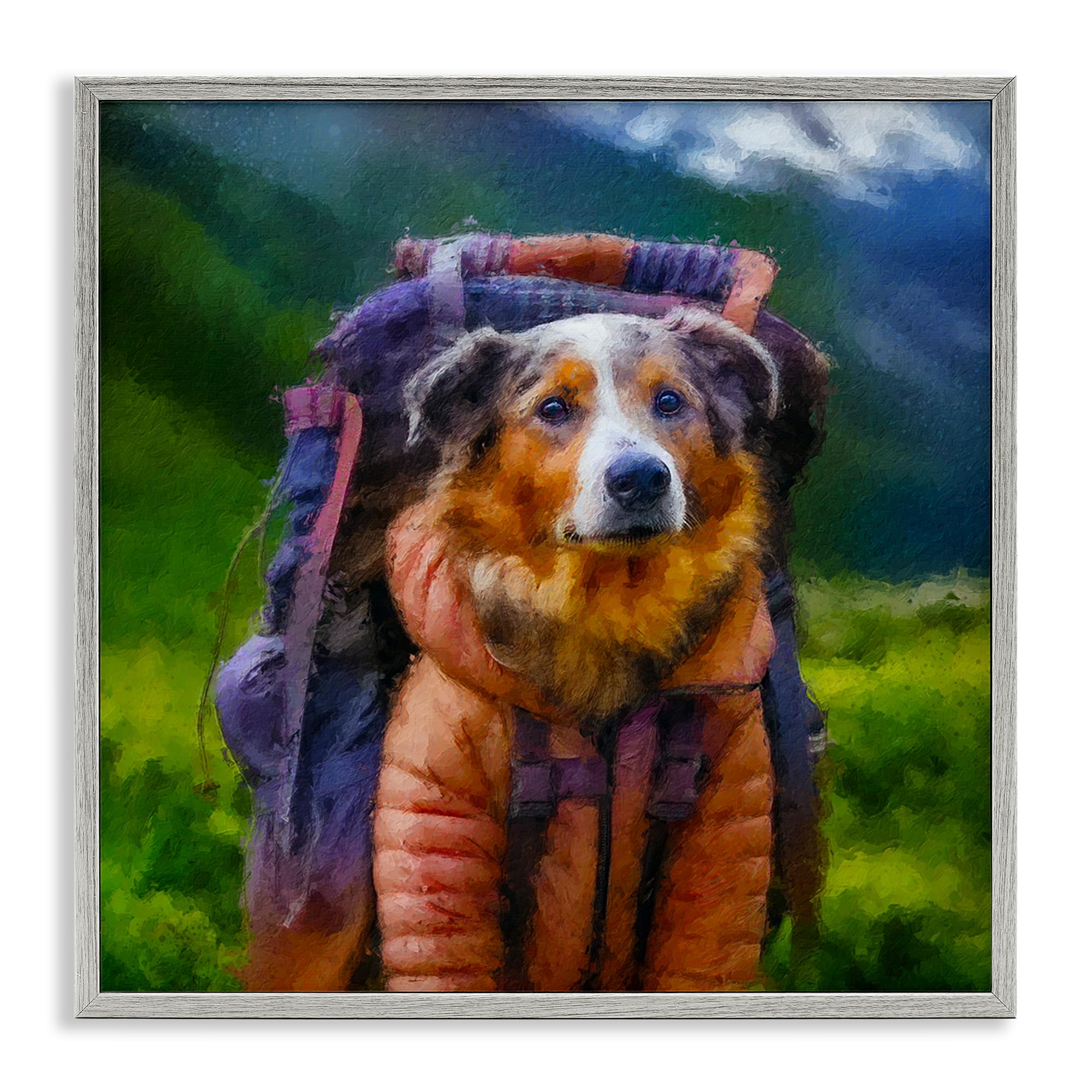 'Backpacking Hiker Dog'| Framed Giclee Art