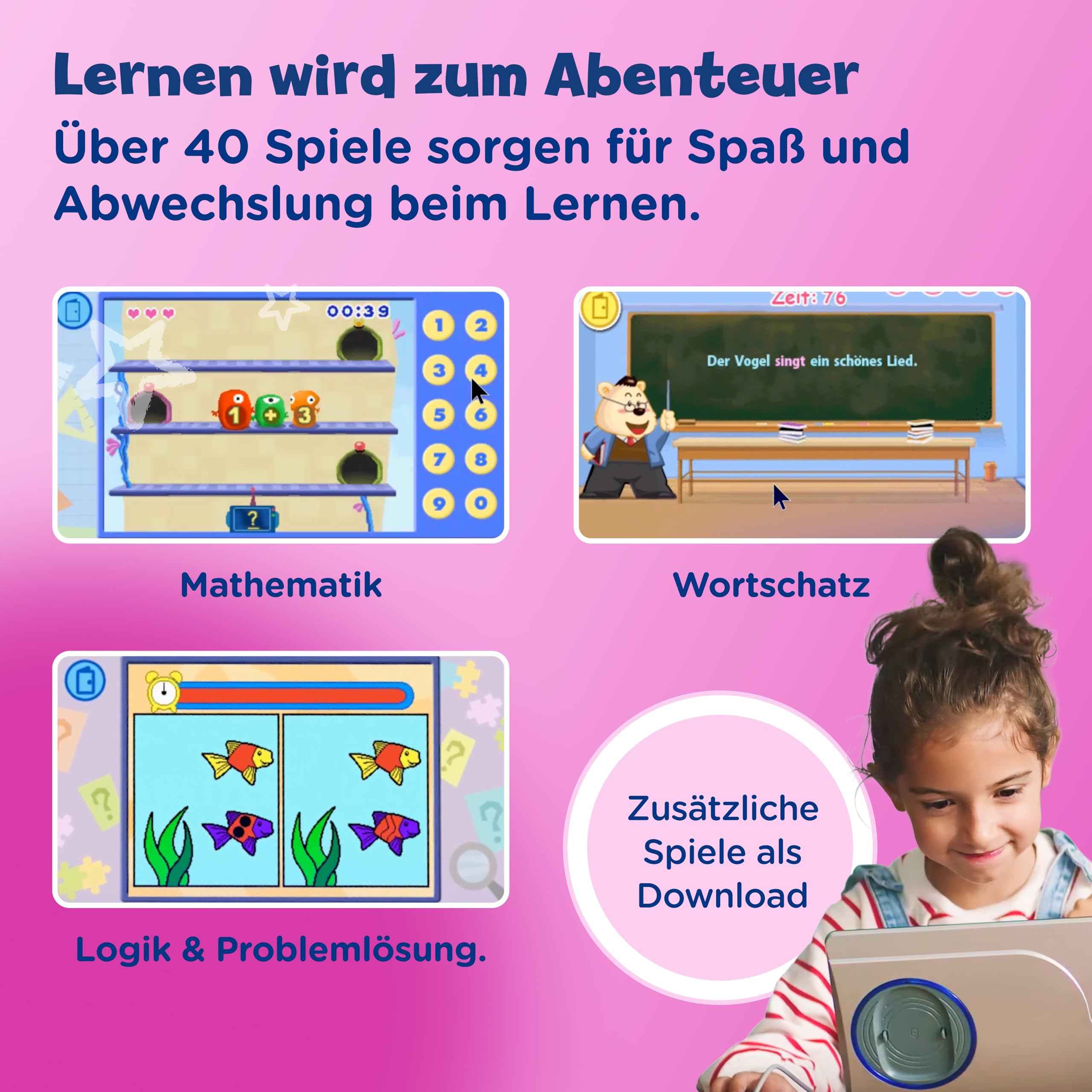 VTech Genio Laptop - Lerncomputer für Kinder 5-12 Jahre pink