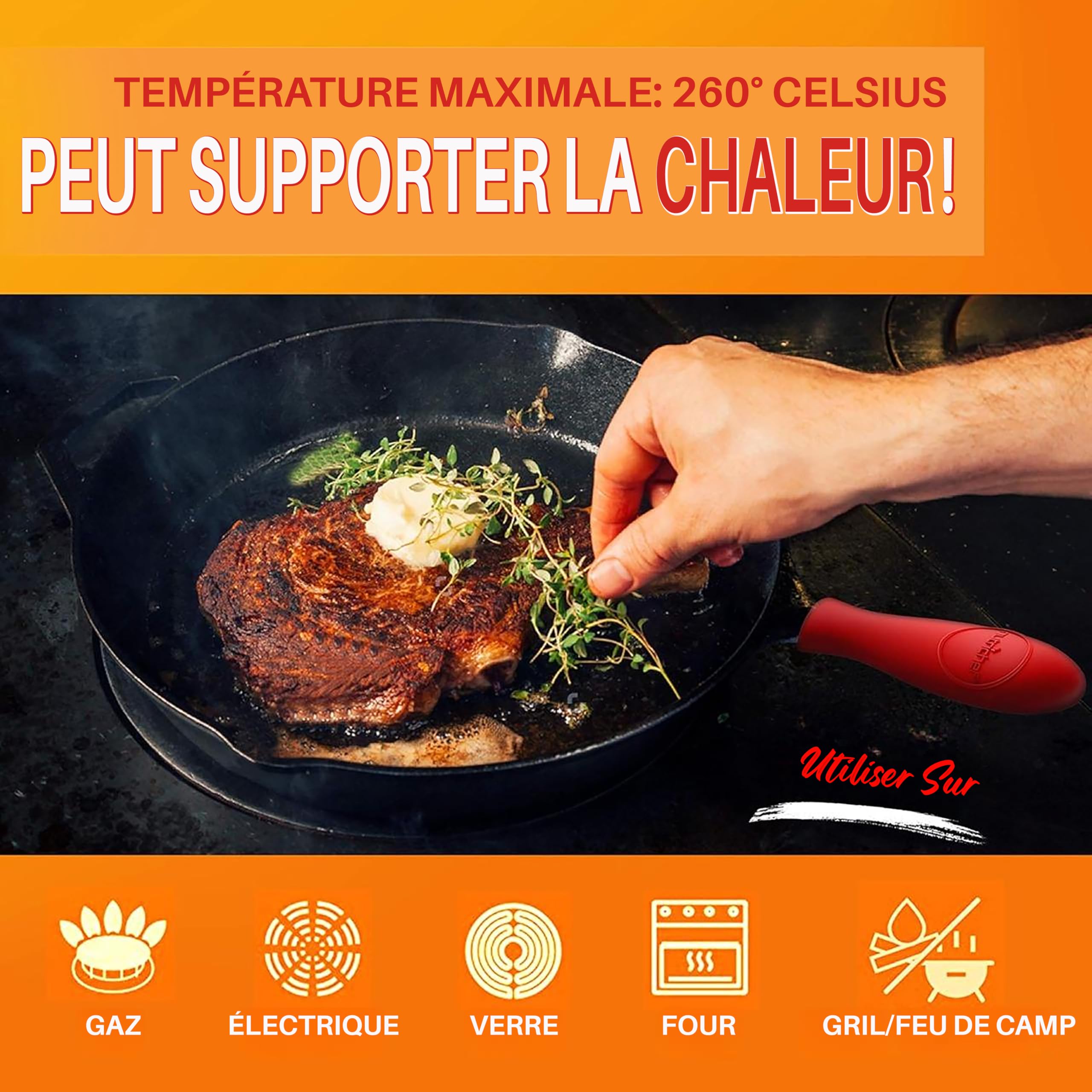 NutriChef Poêles en Fonte Induction 3 Pièces – Set de Poêles à Frire Pré-Assaisonnées avec Culottage, Tous Feux, Becs Verseurs, Poignées Silicone, Four 260 °C, 20, 25 et 30 cm, Noir