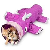 Magic Mewnicorn Multi Cat Tunnel Boredom Relief Toys with Crinkle Feather String for Dogs, Cats, Rabbits, Kittens and Guinea Pigs for Hiding Hunting and Resting