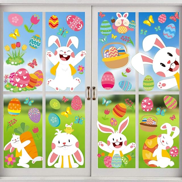 SULOLI Easter Decorations Home,Easter Window Stickers Easter Window Decorations Easter Window Clings