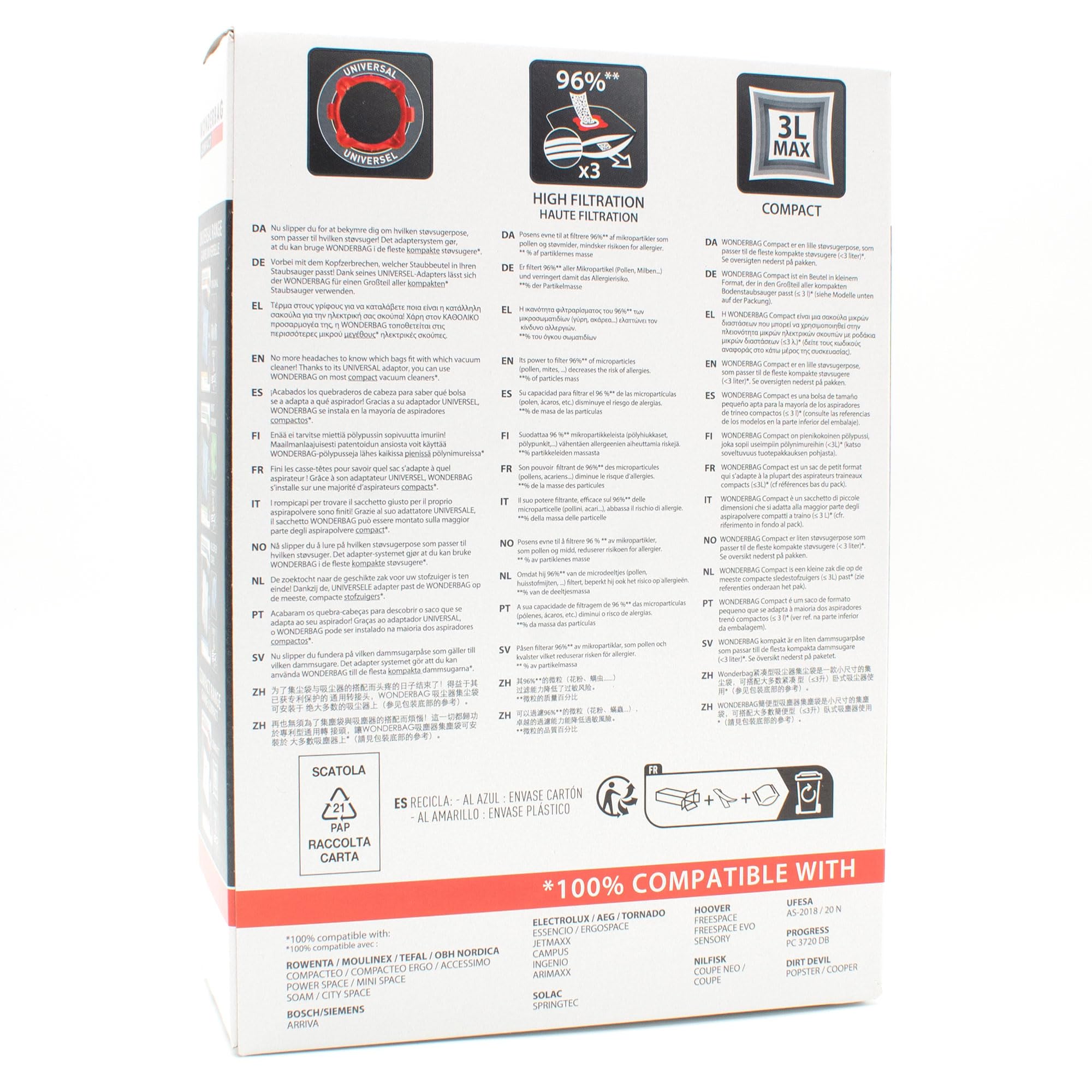 PakTrade 10 Sacchetti Aspirapolvere + 10 Profumatori Compatibile con Rowenta Compacteo Ergo - RO522701/4Q0, Compacteo Ergo - RO5227EA/4Q0 | 10 Sacchetti, Deodoranti, Accessori, Ricambi