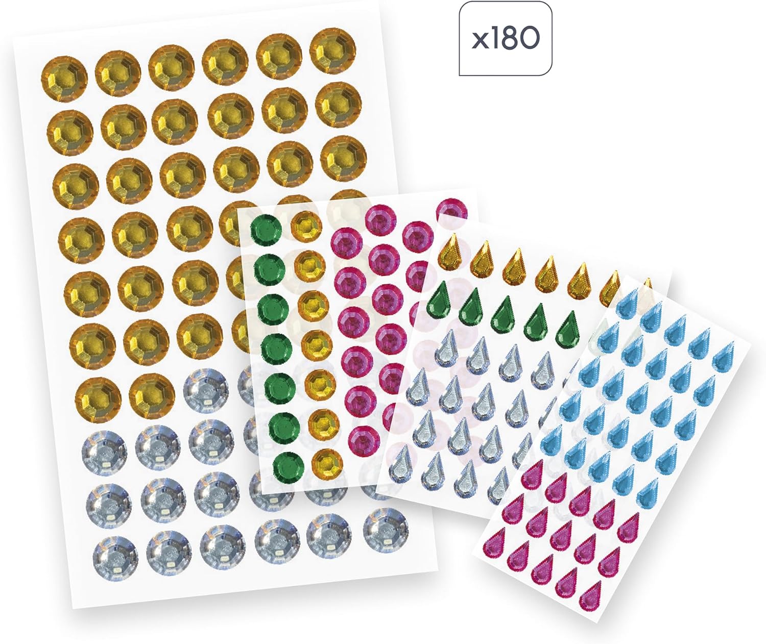 Janod - My Arts & Crafts from 3 Years - Large Rhinestones - 4 Paintings - Children's Creative Hobby Kit - Learning Fine Motor Skills and Concentration - J09145, Multi-Colour
