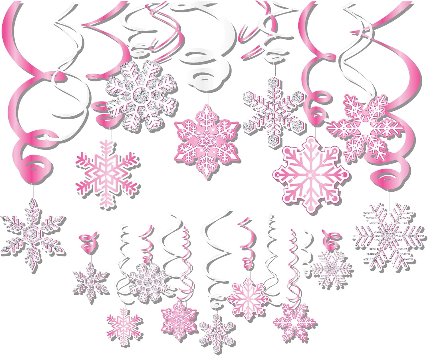 30Pcs Snowflake Hanging Swirls Decorations Winter Snowflake