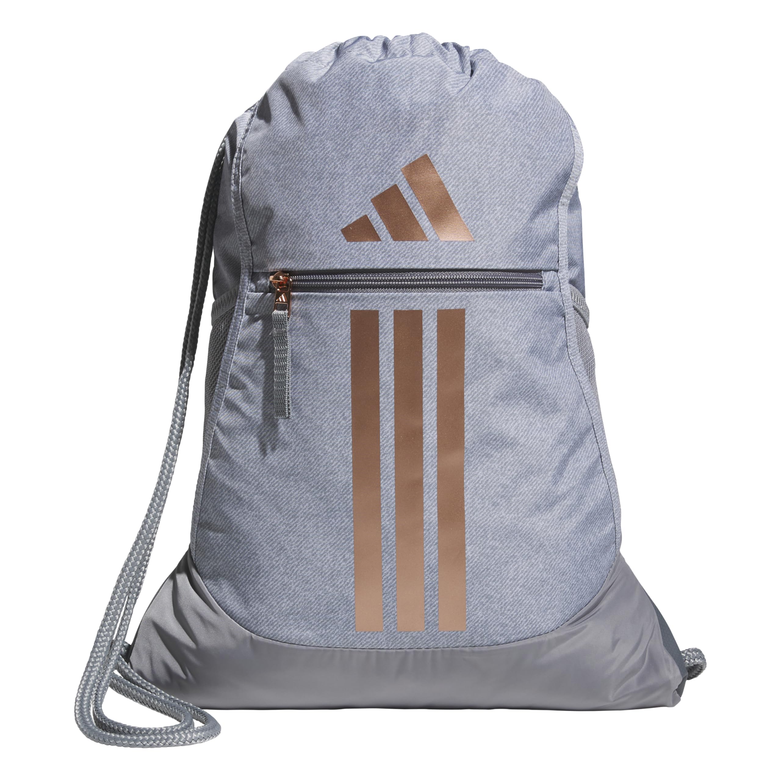 adidas Alliance Sackpack – Drawstring Backpack Small Bag for Men and Women, 3/Twill Grey/Rose Gold/Grey, One Size, Alliance Sackpack – Drawstring Backpack for Sports, Small Gym Bag — image 1