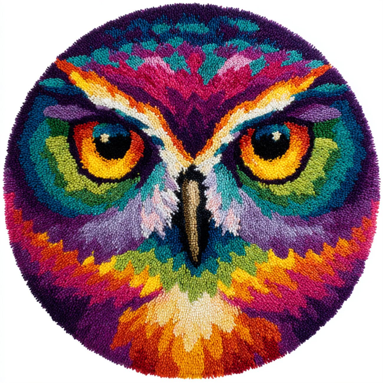 Kitquiver Animal Latch Hook Kits for Adultsfantasy Owl DIY Crochet Kits Needlework Crafts for Home Decor，Latch Hook Kits for Beginners Adults 50x50cm