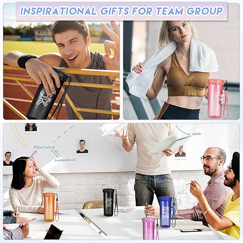 Miniatura 6 de Tioncy 10 tazas inspiradoras de agradecimiento, regalos de agradecimiento al personal, botellas de agua motivacionales a granel con correa de tapa,