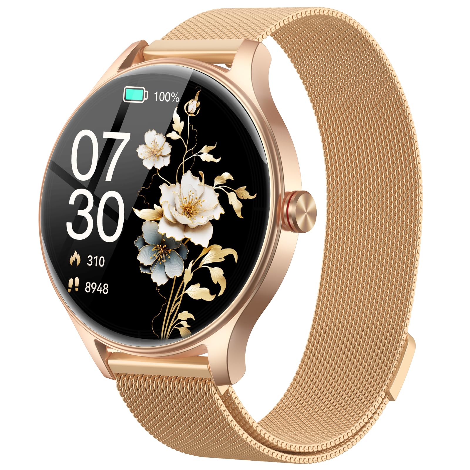 Smartwatch Damen Rund, 1.57" HD Smart Watch mit Telefonfunktion, Fitness Tracker mit Herzfrequenz/Schlafmonitor, 10 Tage Akku, Fitnessuhr Damen mit 120+ Sportmodi IP68 Wasserdicht Uhr für iOS Android