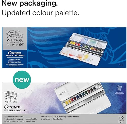 Vista 107 de Winsor & Newton - Cotman - Juego de acuarelas, 12 medias pastillas y pincel Juego de 6 tubos 0.3 fl oz