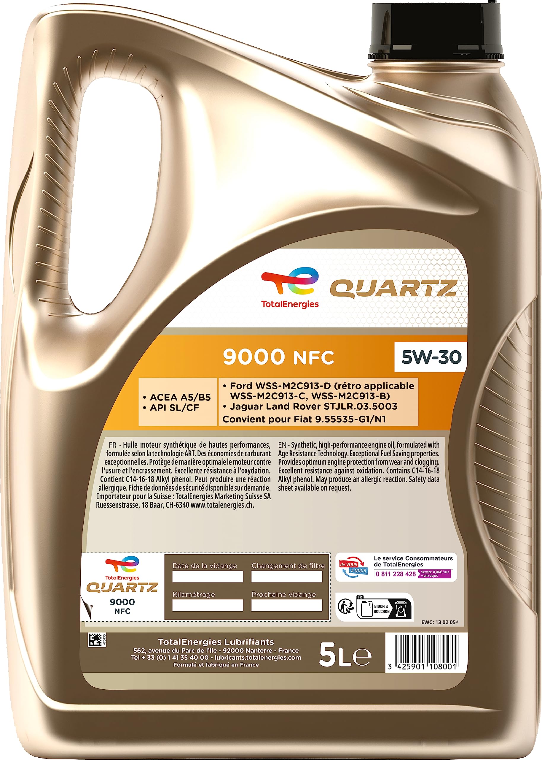 Olio motore - Totalnergies - Quartz 9000 NFC 5W -30 - 5L