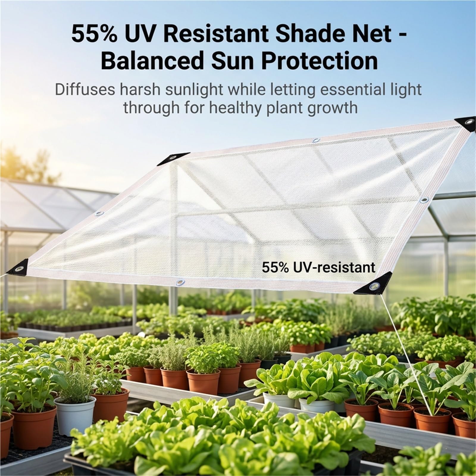 Filet solaire respirant pour serre et terrasse 4 x 8 m Housse en maille idéale Protection contre les poules Résistant aux UV et léger