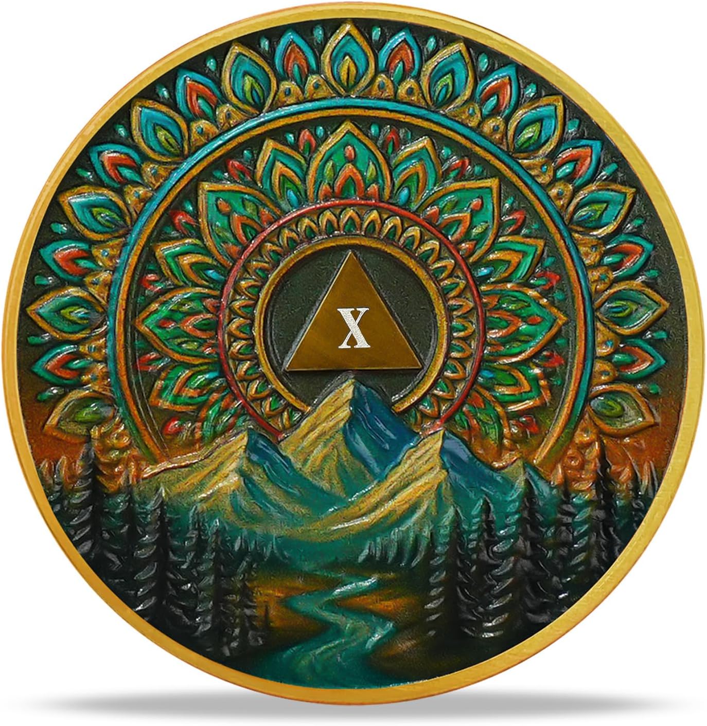 Mountain Recovery Coin Serenity Prayer Sobriety Chip, AA/NA Medallion with Inspirational Design, One Day at a Time Token for Strength & Healing (0 Year)