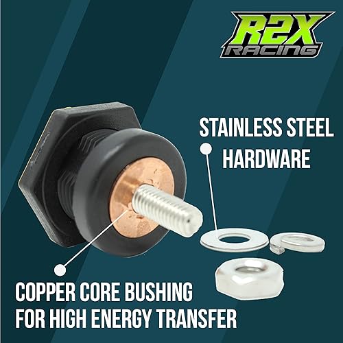 Miniatura 5 de A través del panel de conectores de mamparo del cable de batería con núcleo de cobre 38" poste terminal, rojo y negro