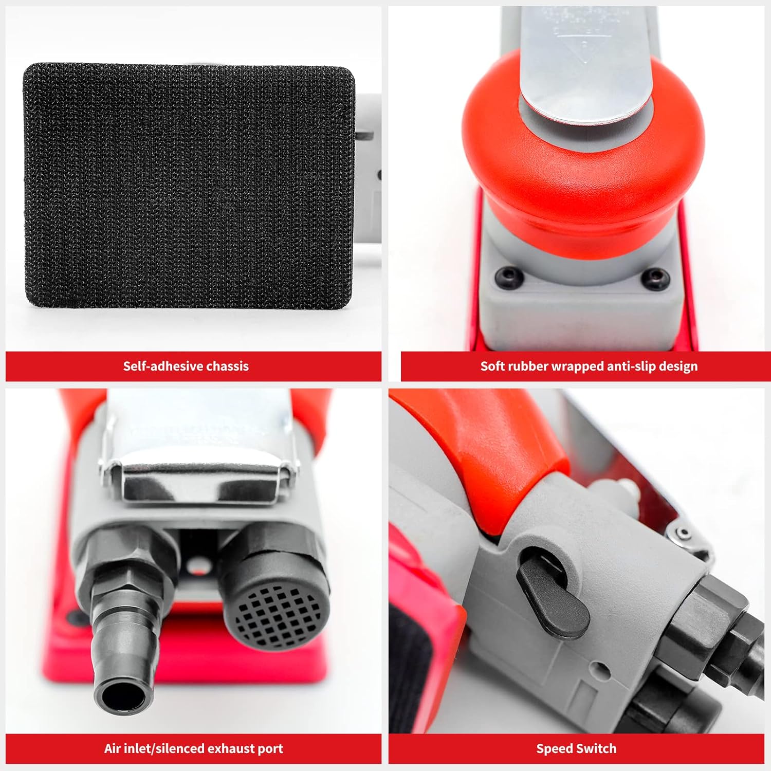 DATOUBOSS Random Orbit Sander Square Pneumatic Palm Air Sander for Car Waxing, Auto Body Work, Wood working Car Polisher