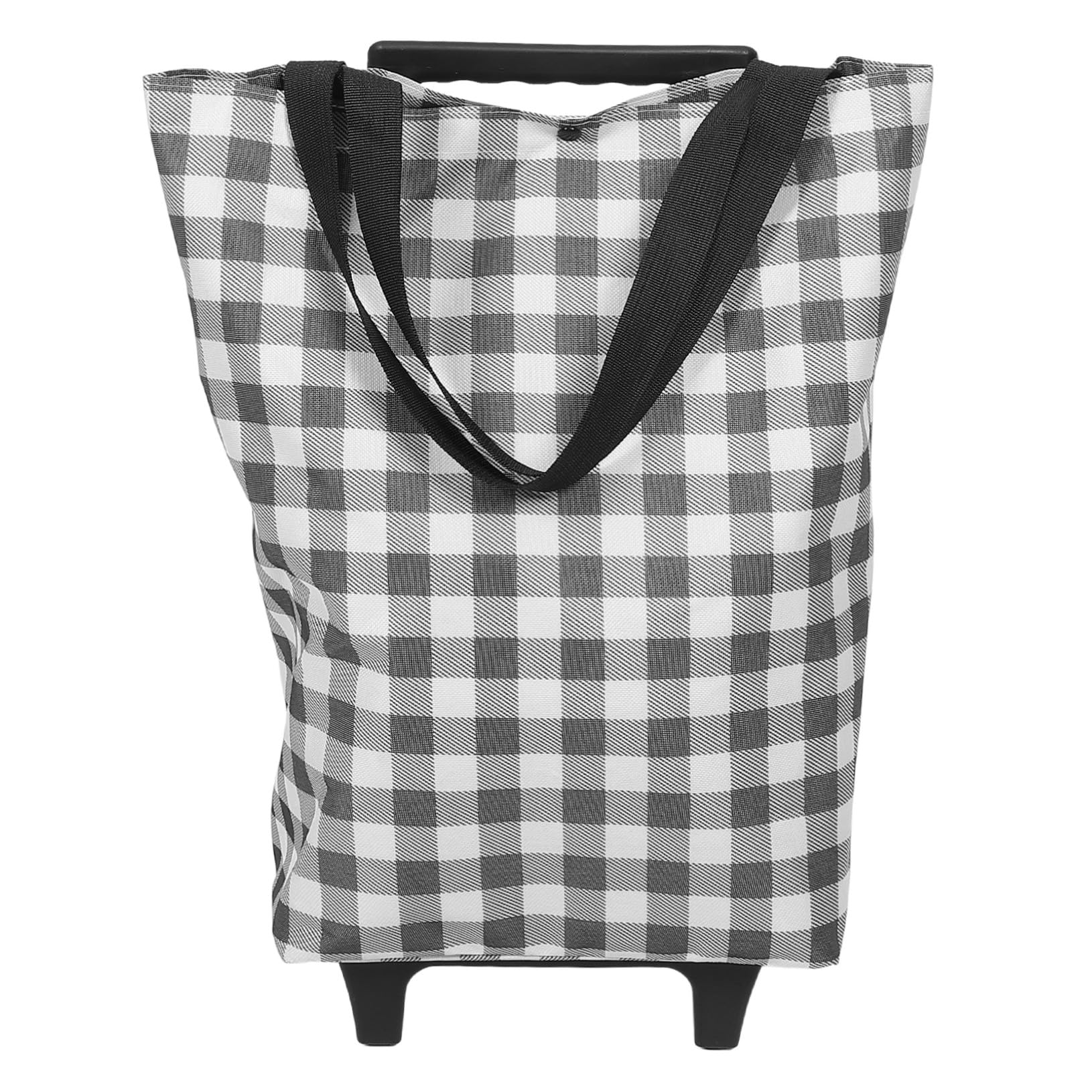 Faltbarer Einkaufswagen mit Rädern – zusammenklappbarer Allzweckwagen für Lebensmittel, stilvolle schwarz-weiße karierte Tasche, tragbarer Ziehwagen für Zuhause, Markt, Outdoor, Reisen