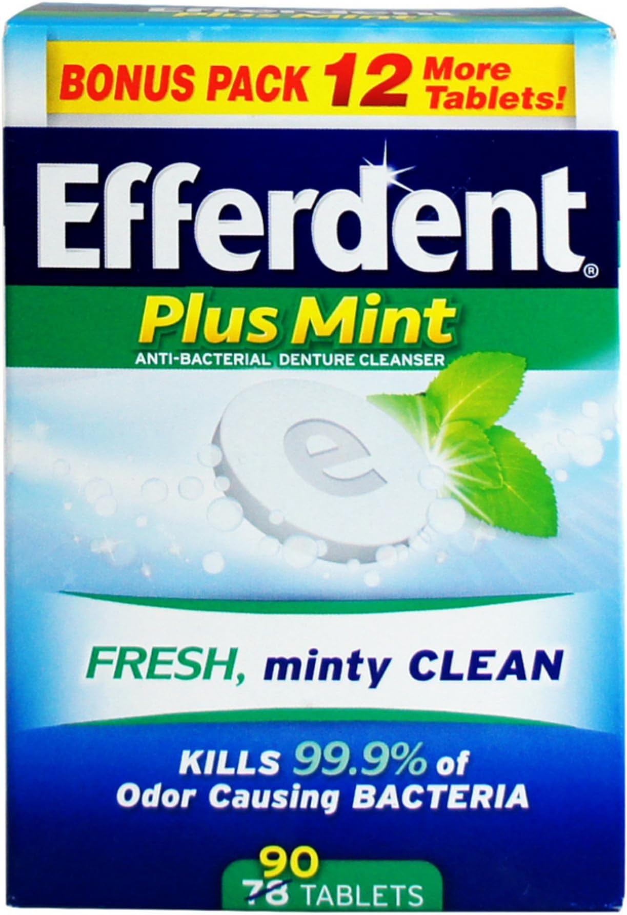 EfferdentPM Overnight Anti-Bacterial Denture Cleanser Tablets 90 ea (Pack of 4)4