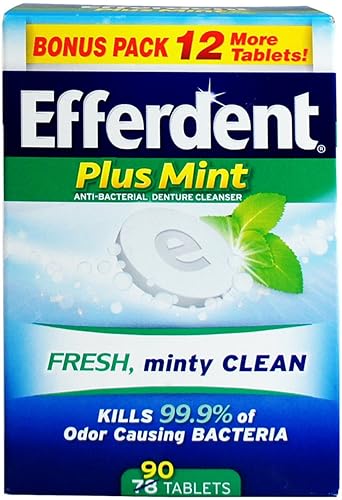 Efferdent PM Overnight - Tabletas limpiadoras antibacterianas de 90 unidades (paquete de 4)
