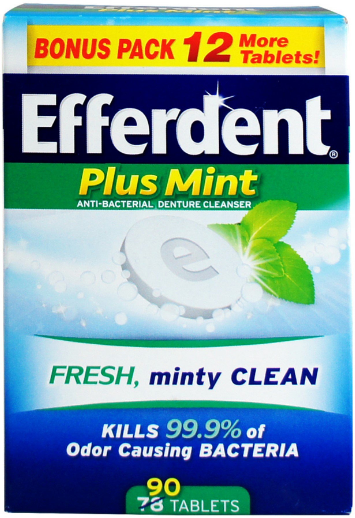 EfferdentPM Overnight Anti-Bacterial Denture Cleanser Tablets 90 ea (Pack of 4)4