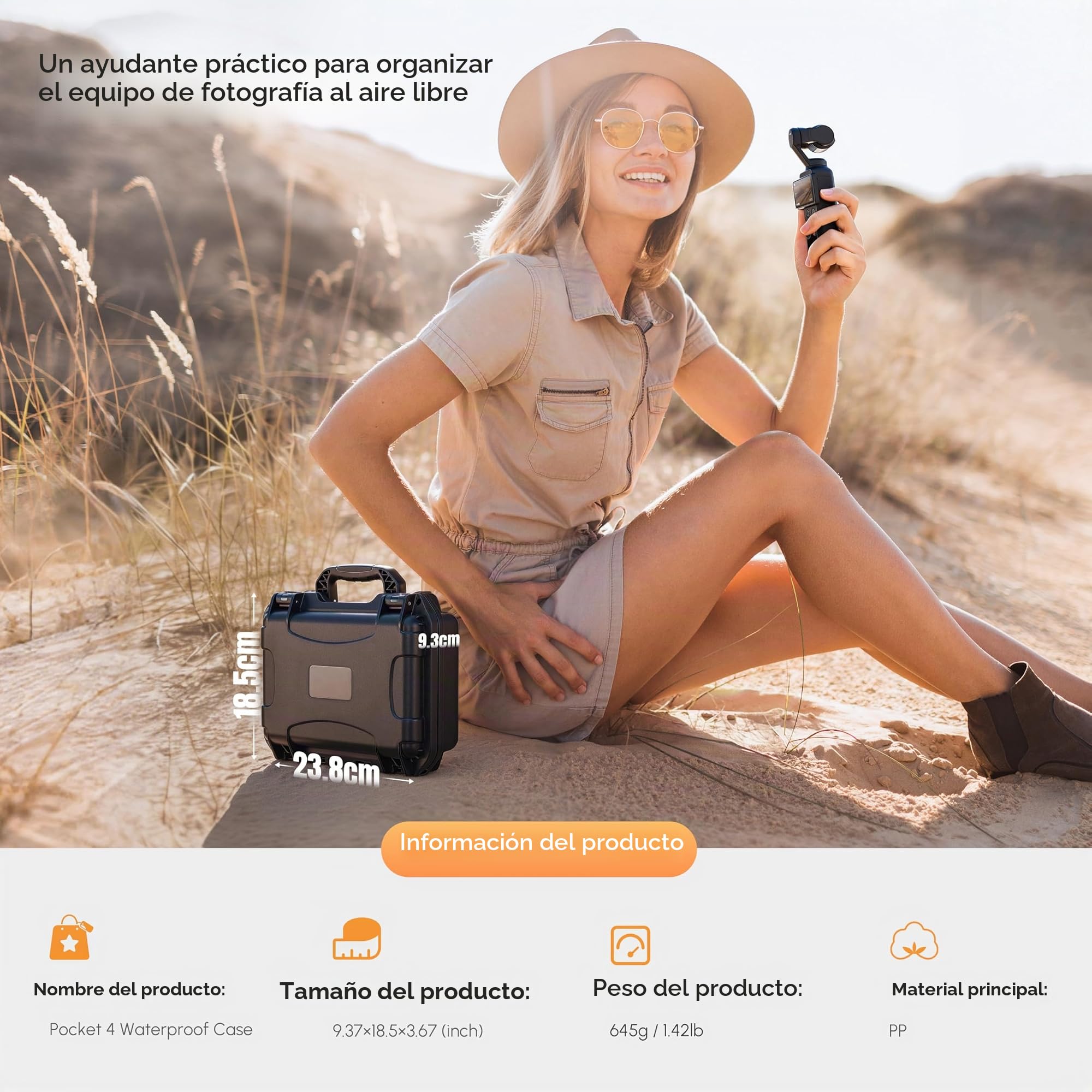 Caja Estanca para DJI Osmo Pocket 4 Creadores PP Antichoque, Doble Capa | Pequeña con Gran Capacidad, Compatible Osmo Pocket 3, Resistente a Caídas, para Videoblog, Viajes y Rodaje Exterior