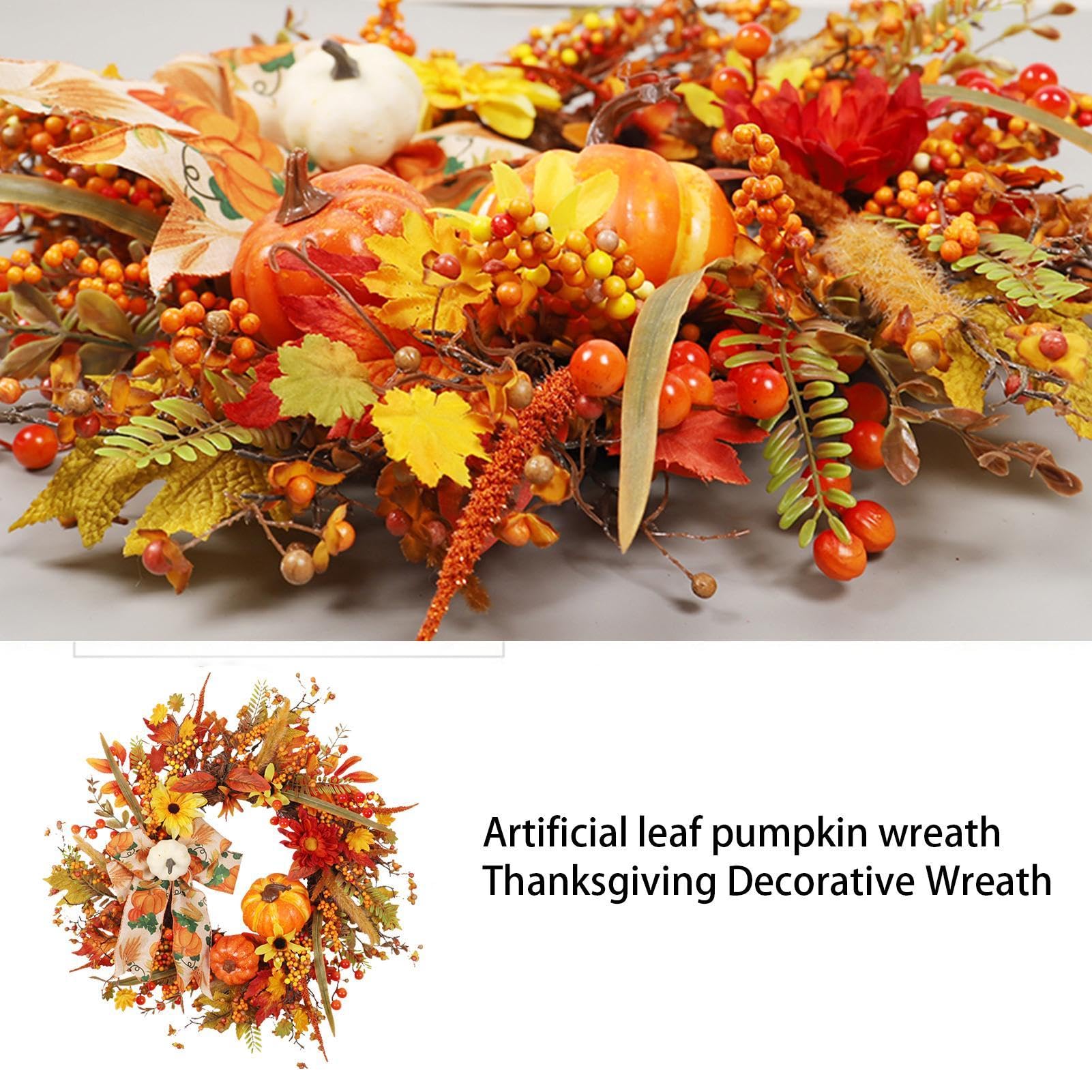 Ghirlanda autunnale per porta d'ingresso, decorazione multicolore