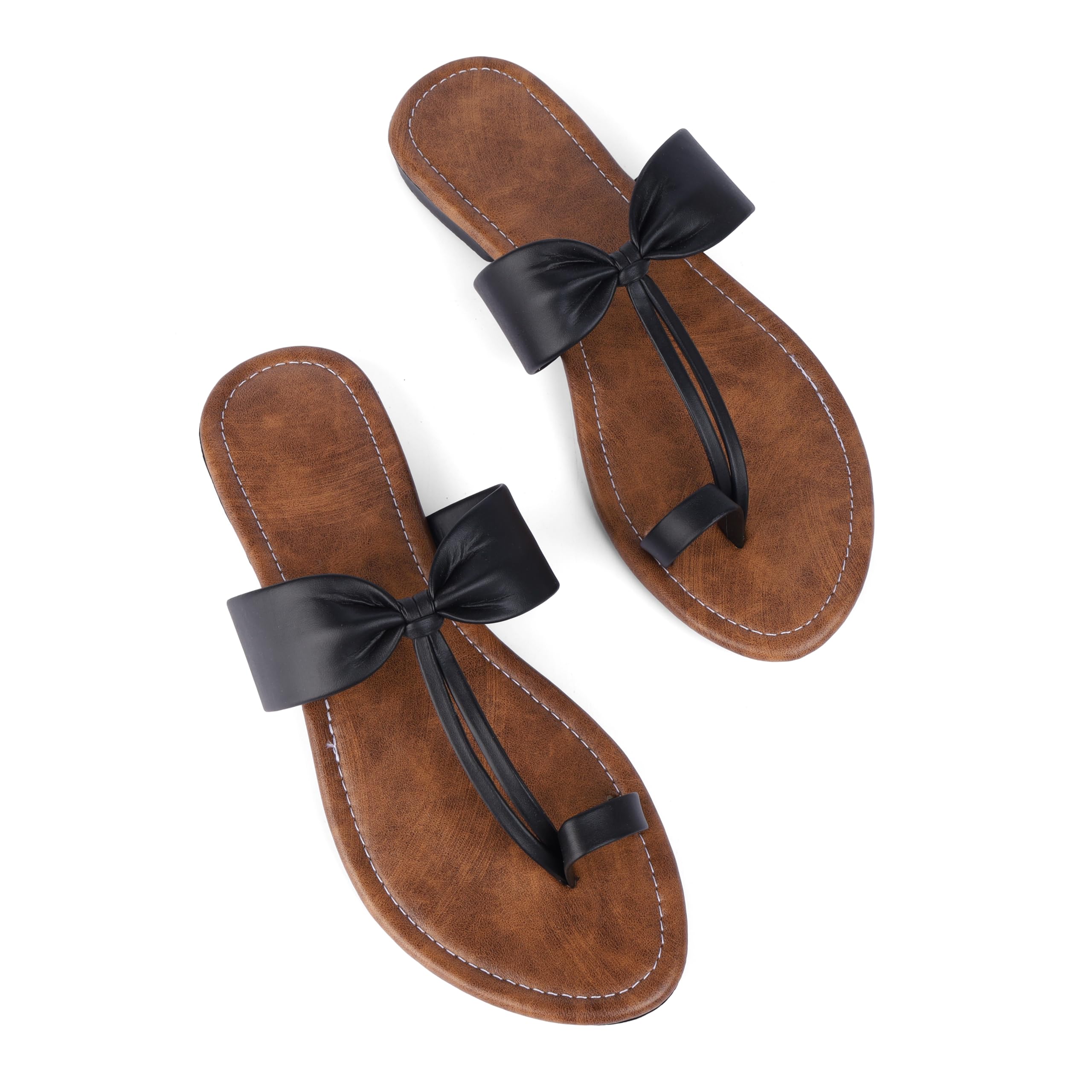 Women's Bow Knot Toe Ring Flat Sandals | Stylish Casual Slip-On Woman Flats-image-24