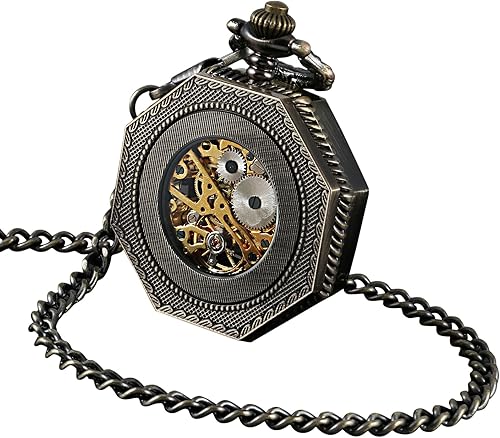Miniatura 4 de ShoppeWatch Mens Pocket Watch with Chain  Hand Winding Vintage Pocket Watch  Classic Mechanical Movement Pocketwatch  1920s Railroad Steampunk
