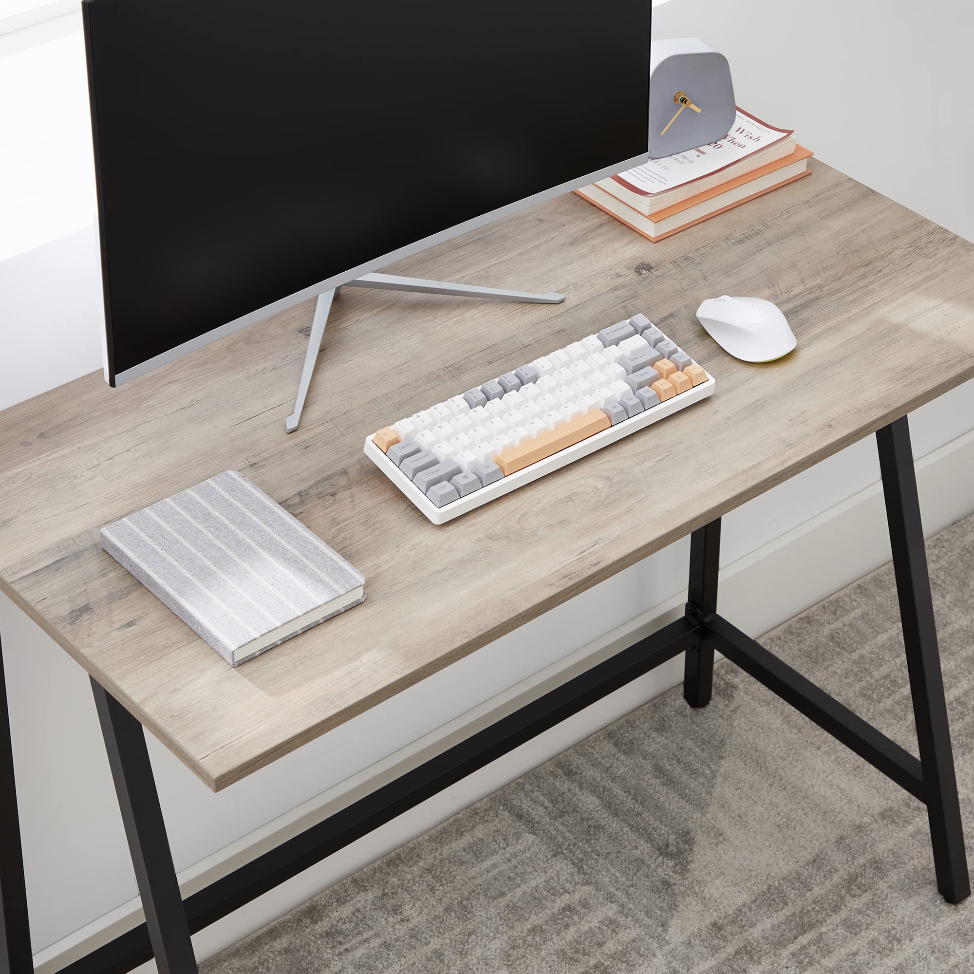 VASAGLE Scrivania per Computer, Legno ingegnerizzato, Greige, 50P x 100l x 75H cm