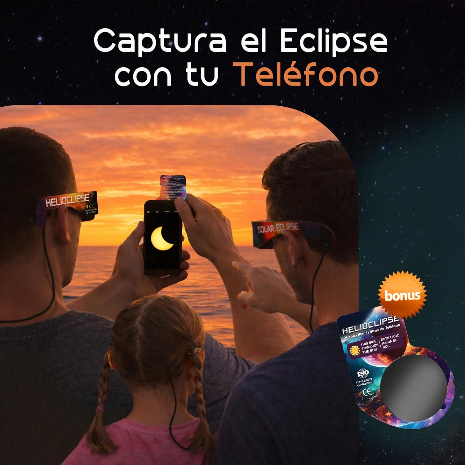 Helioclipse Solar Eclipse Glasses [6/12/25/50 PACK] 2026 - Trusted for Direct Solar Eclipse Viewing, Iso 12312-2 CE Certified