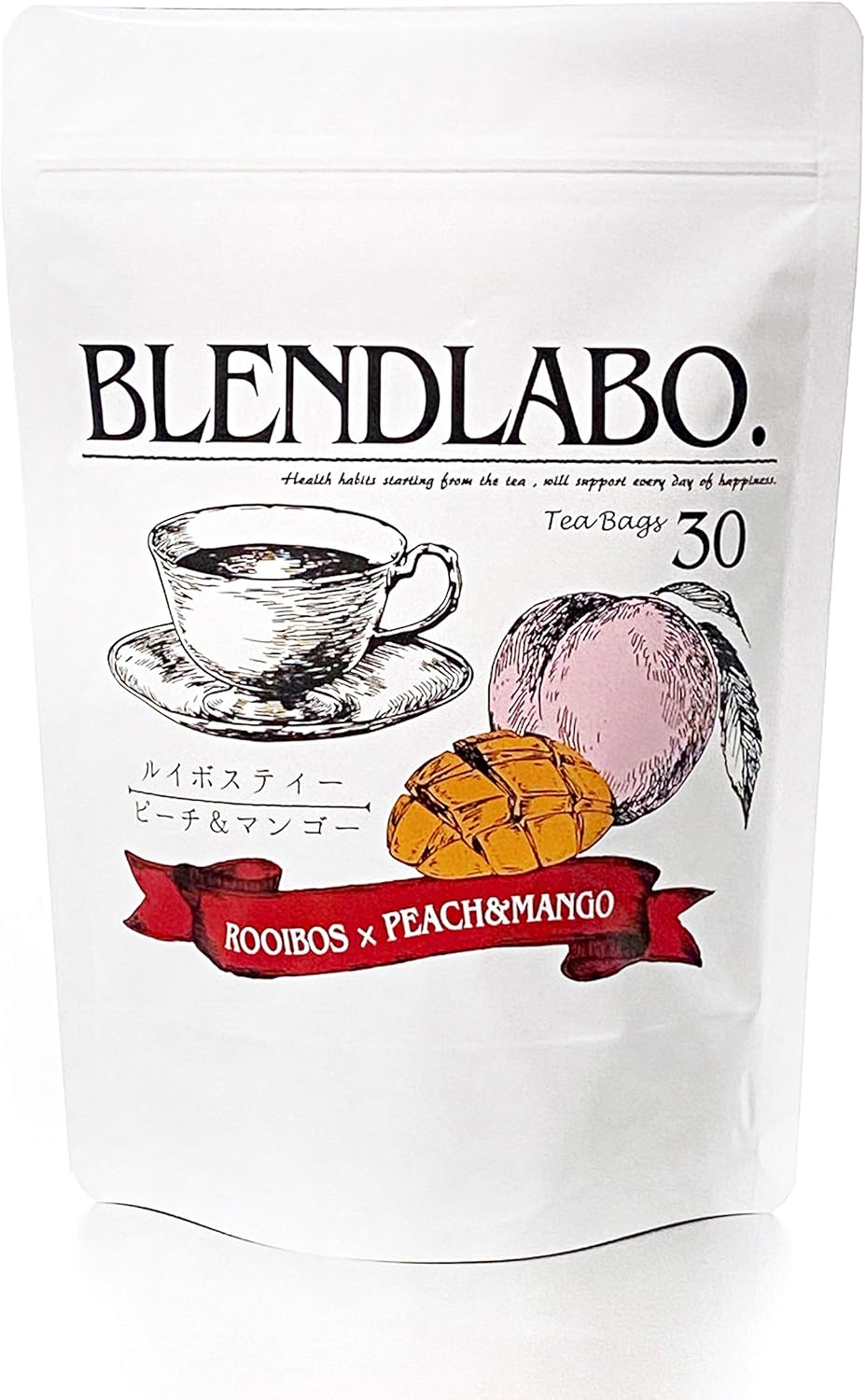 Amazon ふくちゃ ブレンドラボ フレーバーティー ルイボス 30包 ピーチマンゴー ふくちゃ Fukucha ルイボスティー 通販