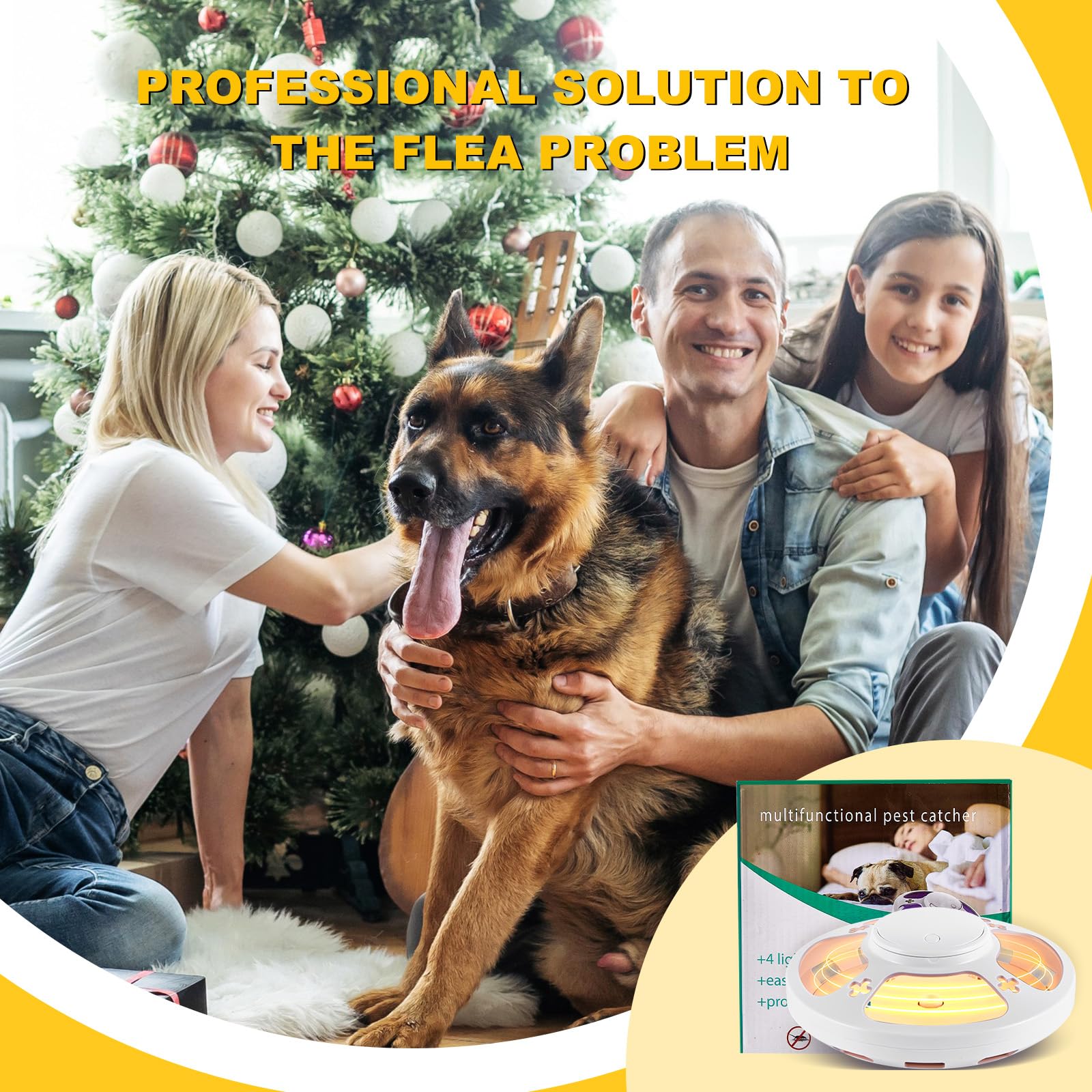 4 trappole per pulci con 8 dischi adesivi per interni della tua casa, trappola per pulci, sicura per animali domestici e bambini, trappole per zanzare e moscerini per luce notturna UV (bianco)