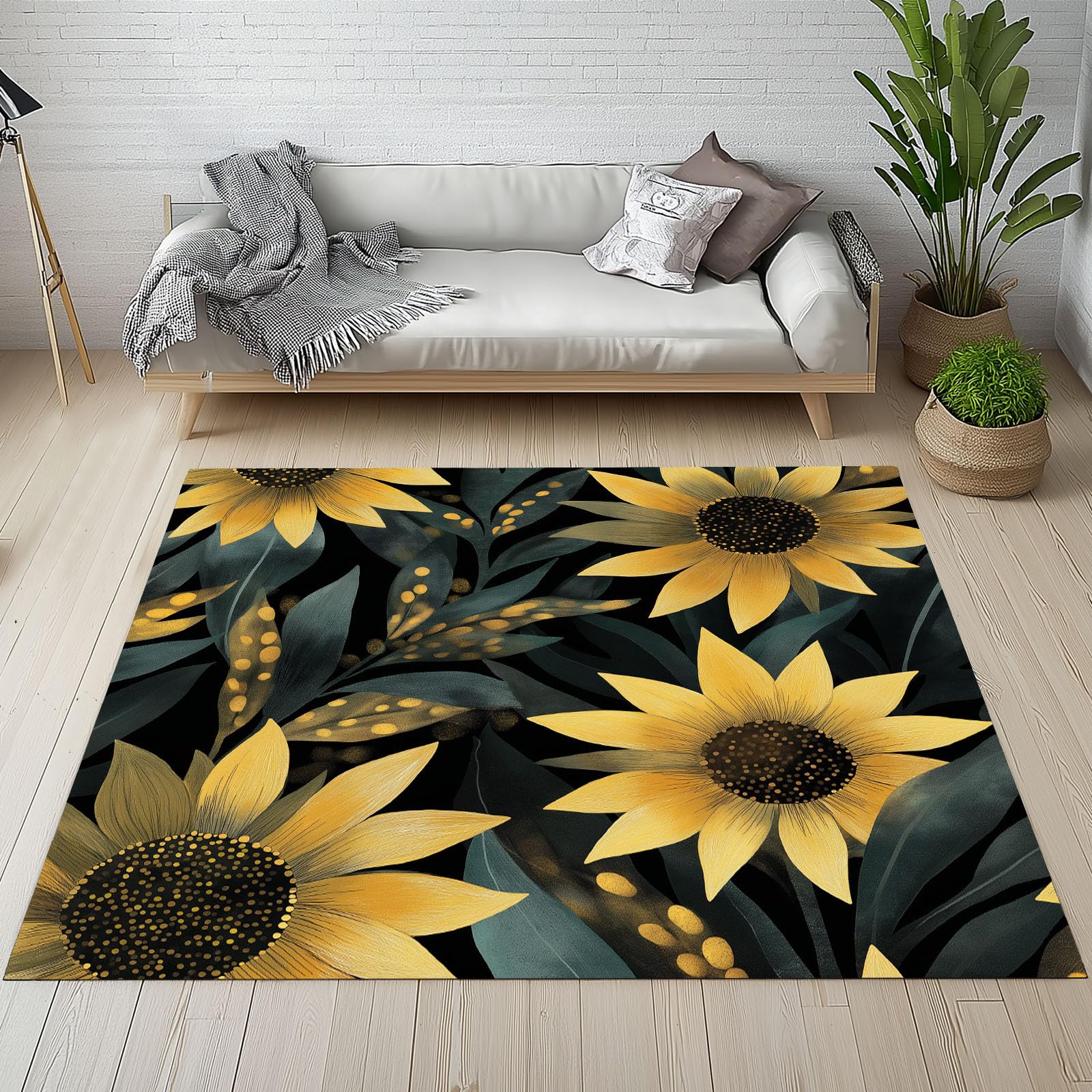 Tapis fleurs plante fantaisie 160x230 lavable machine