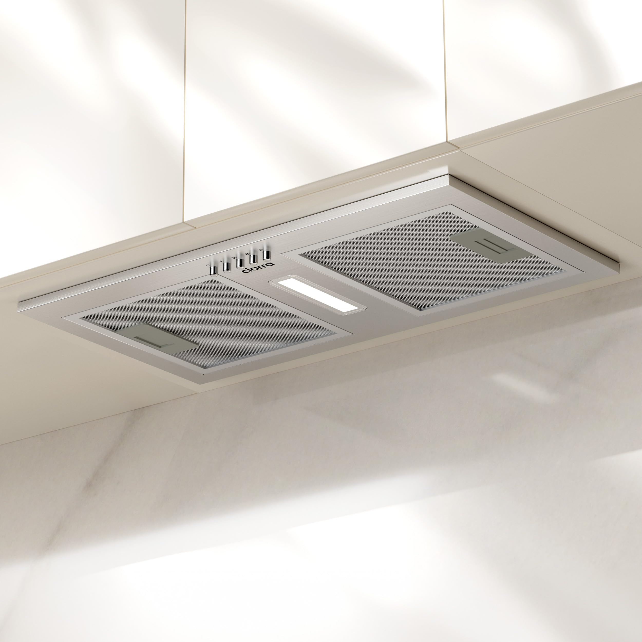CIARRA Campana Extractora Encastrable 52cm,A++,Filtro Carbón CBCF002X2 | 404 m³/h | Recirculación/Evacuación | 3 Velocidades | Luz LED | Extractor de Cocina Integrado CBCS5937A