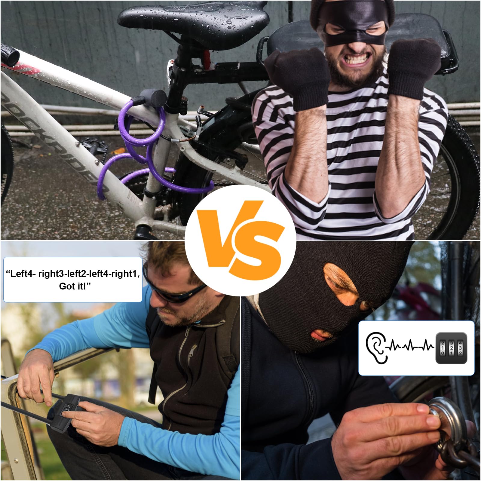 eLinkSmart - Lucchetto elettronico per bicicletta, con app Bluetooth e impronte digitali, lunghezza 150 cm, senza chiave, per bici elettrica, scooter, moto, impermeabile, viola