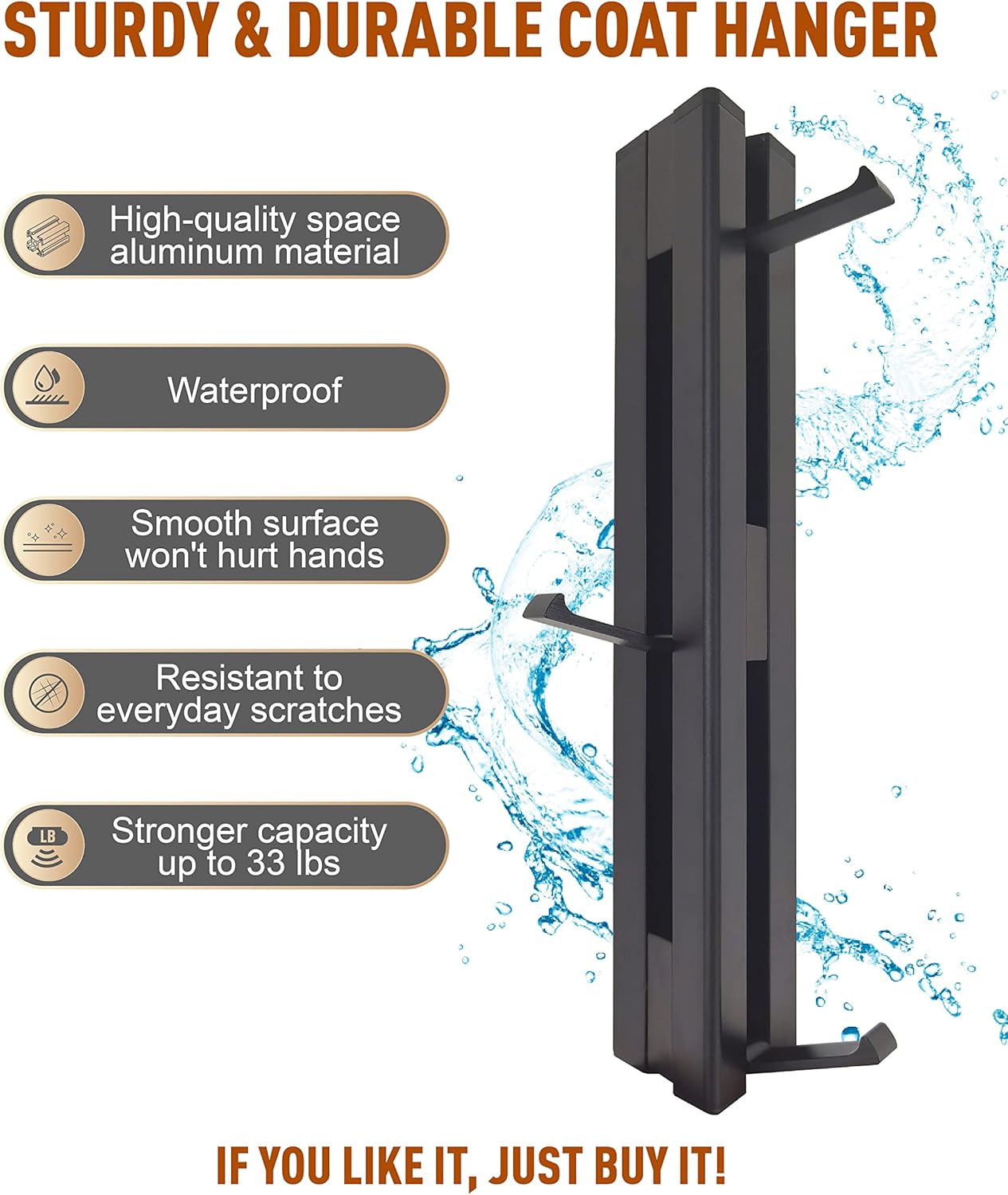 Foldable Black Coat Hooks - Waterproof Adhesive No Drill Installation，Matte Black Wall Hook，Robe Hook，Heavy Duty Aluminum Towel Hooks for Bathroom，Wall Mounted Coat Rack，Also for Balcony，Living Room。