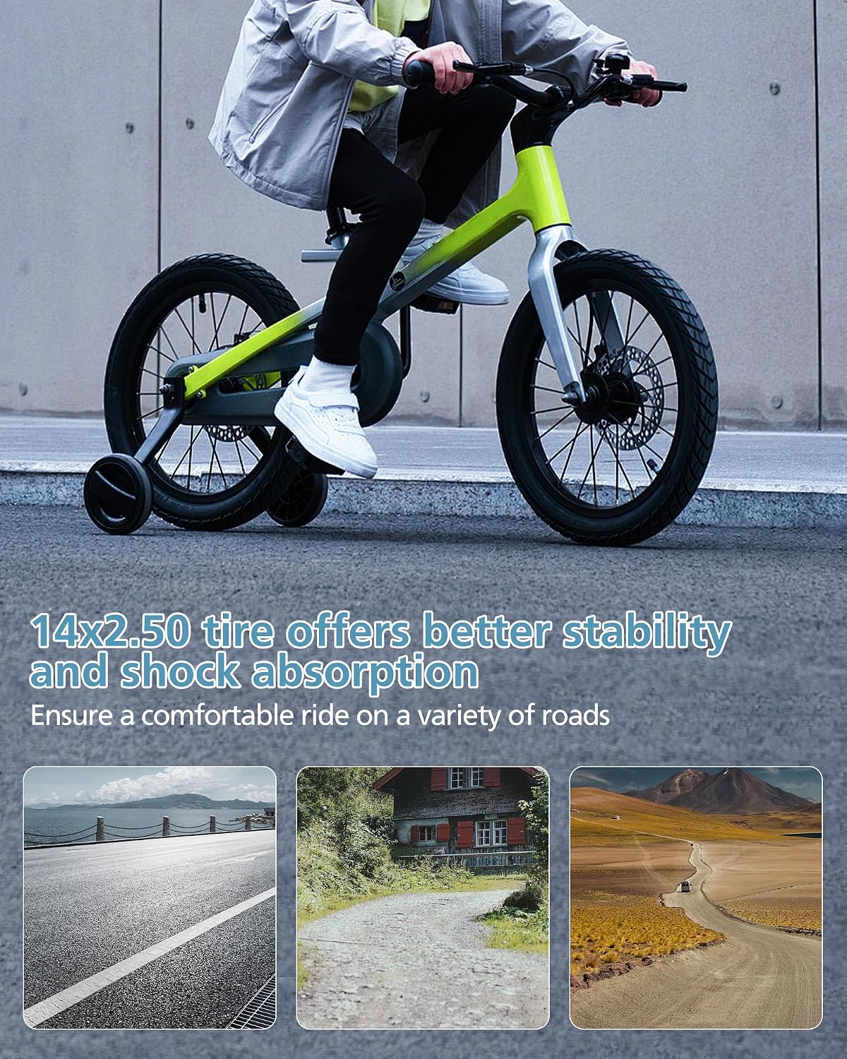 14x2.50 Inner Tube with Bent Valve for Ebike, 14 inch Tire Inner Tube Butyl Rubber Thickened for Electric Bike Accessories, for 10 inch Rim