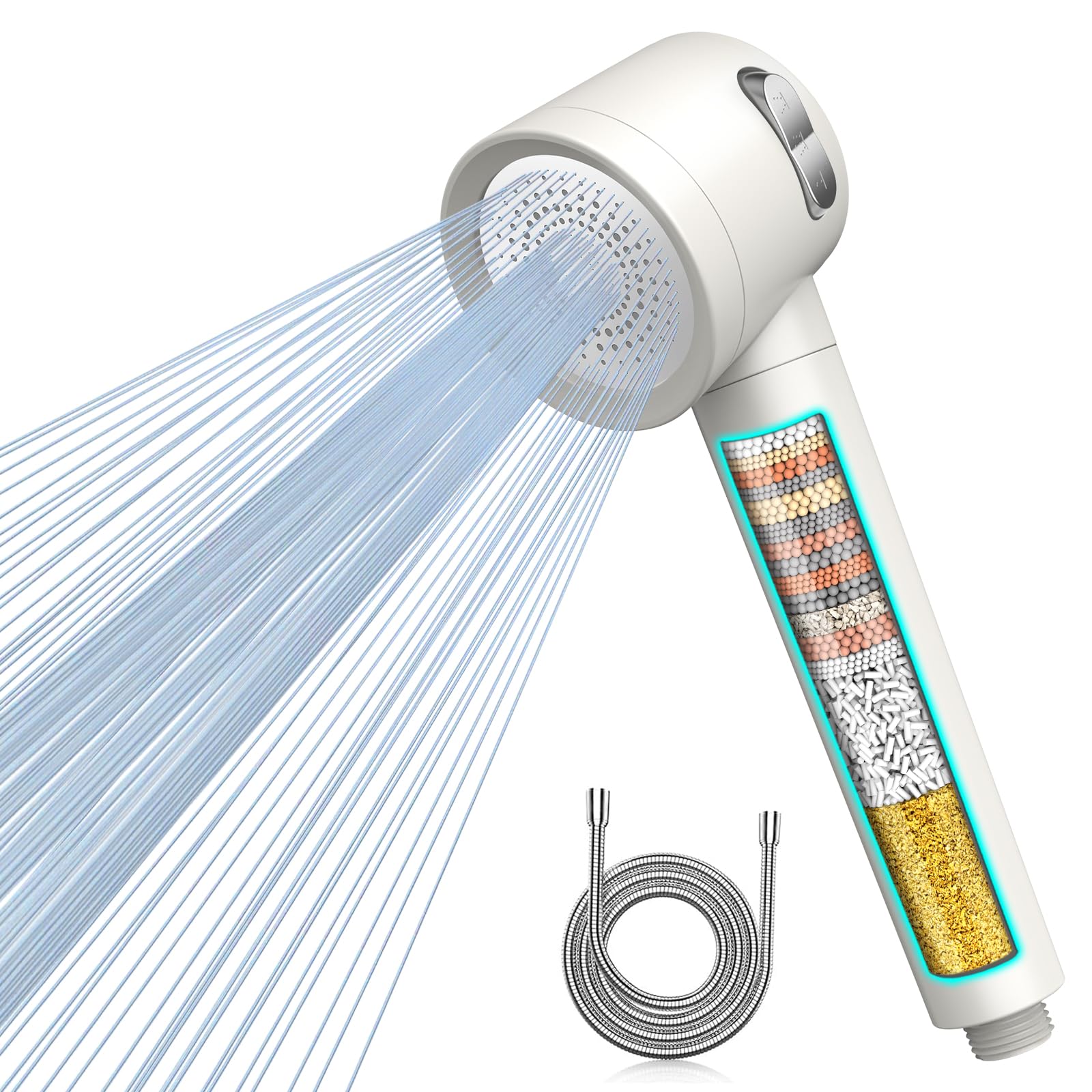 Pommeau de douche avec filtre haute pression MEKO avec flexible de douche 1,5 m