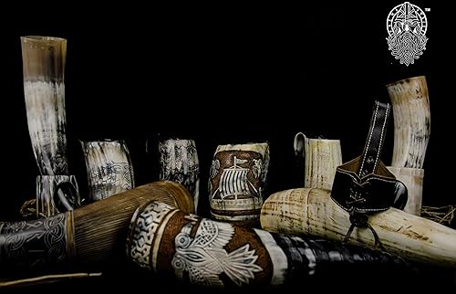 Miniatura 7 de Taza de cuerno vikingo para beber, 16-20 onzas, la mejor taza de cuerno de buey hecha a mano única para bebidas frías, 100% segura para alimentos.