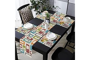 Mid-Century Modern Charm for Your Dining Delights: Abstract Shapes Table Runner and Placemat Set