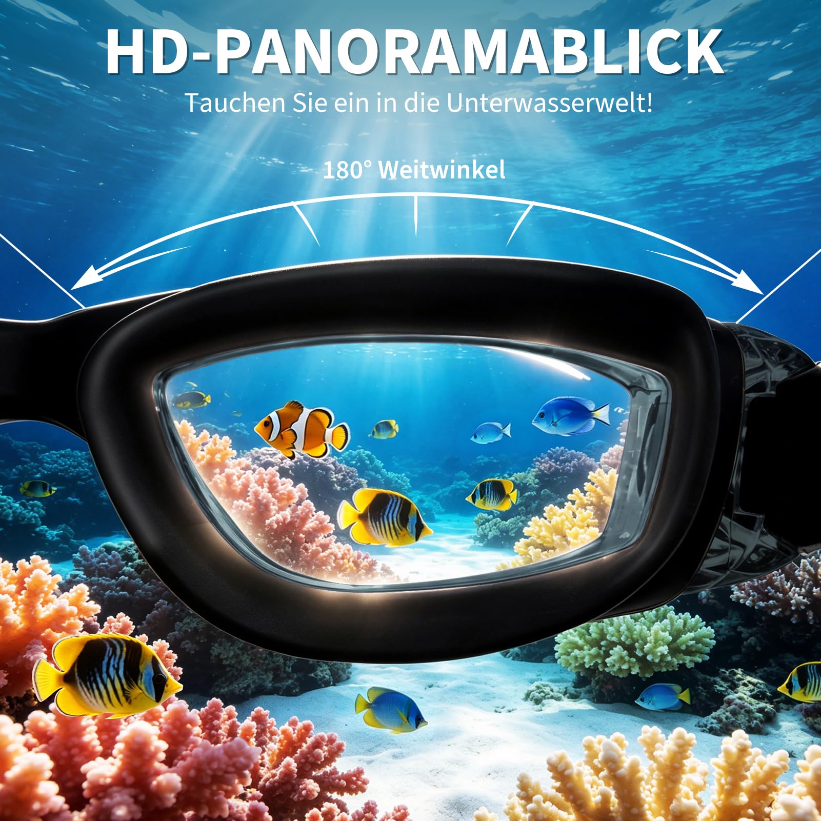 Schwimmbrille Unisex für Erwachsene, Profi Taucherbrillen | UV-Schutz, Antibeschlag, Anti-Leck, Klare Sicht, Schwimmbrille für Herren & Damen, Swimming Goggles mit weichen Nasenstegen