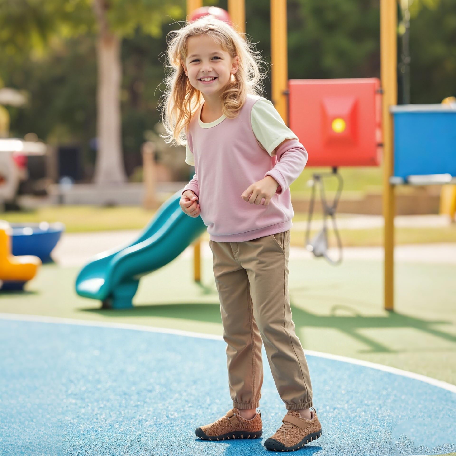 JEJQN Barefoot Shoes Kids Wide Toe Box Running Shoes for Boys Breathable Girl Sneakers Hiking Trekking Climbing Brown 11.5 Little Kid