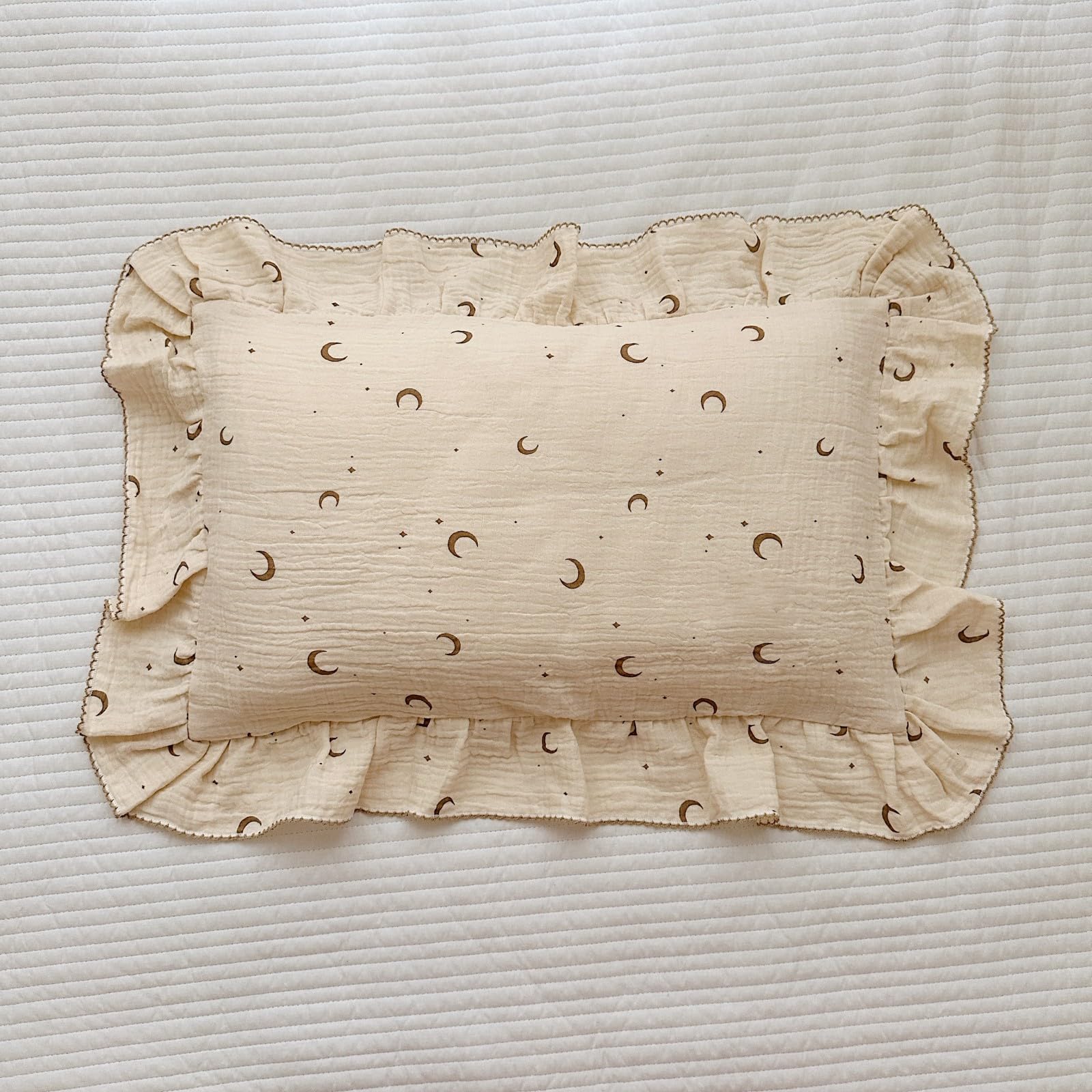 BuLuTu Funda de almohada Shabby Chic con volantes para niños, patrón de