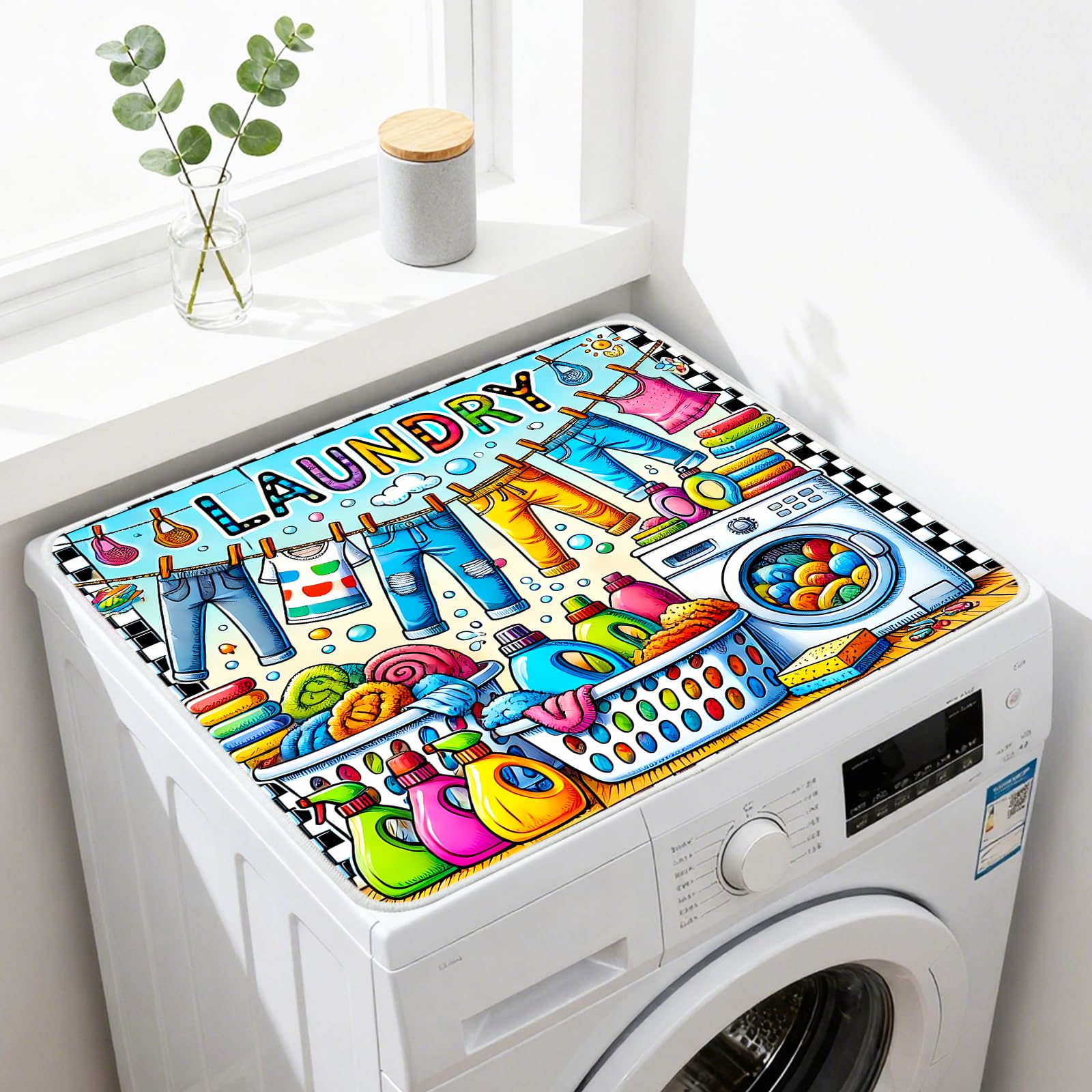 Nuxovilar Checkered Dryer Cover Top 23.6x19.7in Polyester Mat