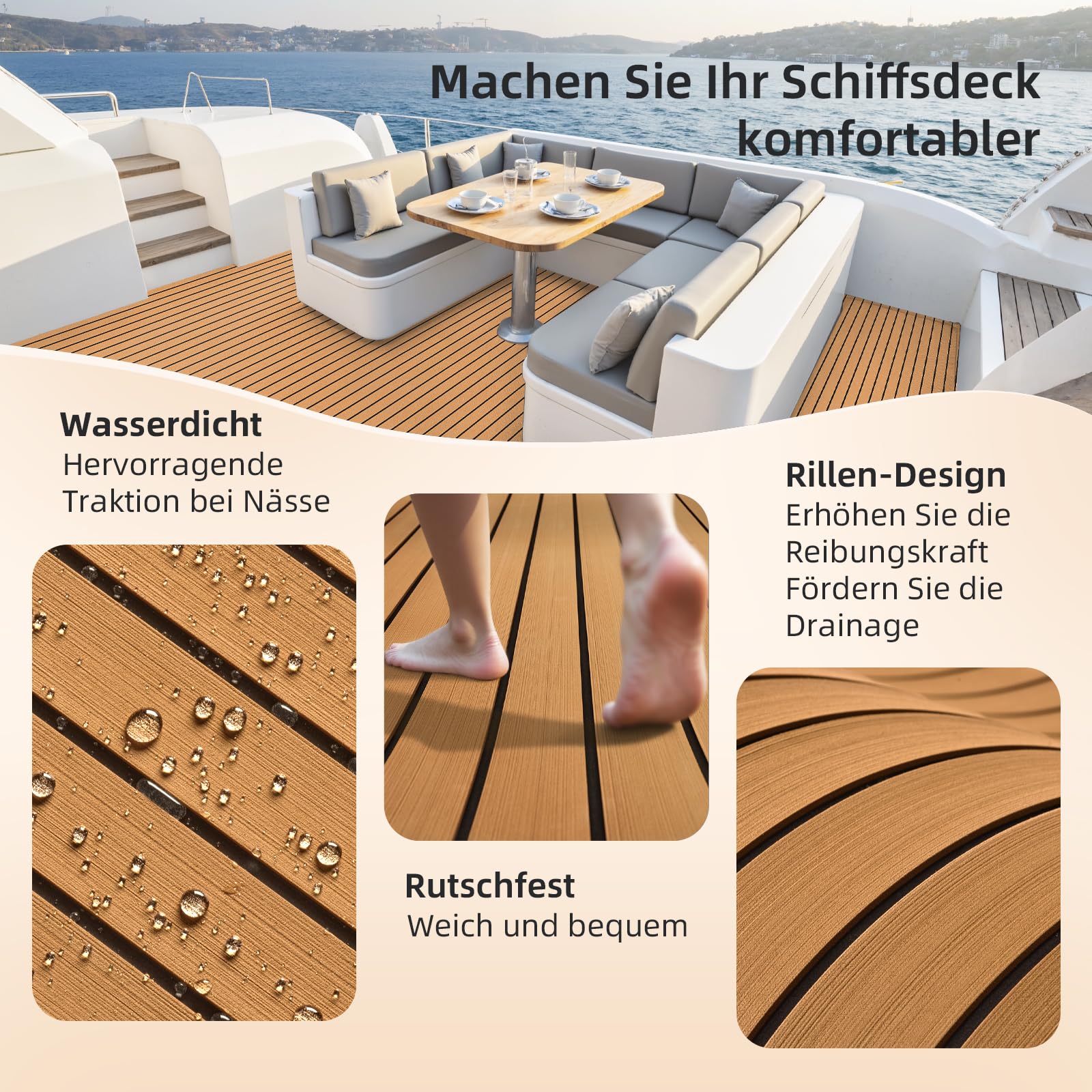 Boot Bodenbelag Eva Schaum Boot Decking Faux Teak Marine Teppich Boot Bodenbelag rutschfeste Selbstklebende Schaum Boot Deck Mat Rolls Blatt, 240x112/90/55/41cm, 120x41cm