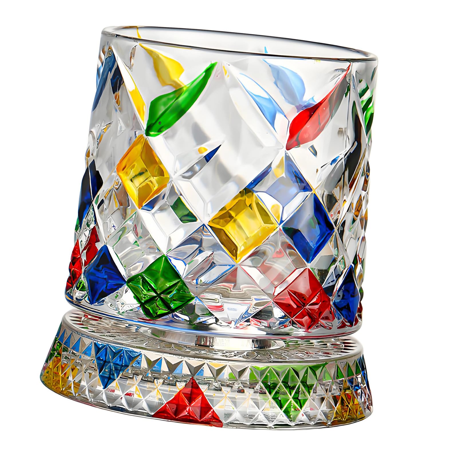 our fave Hand Painted Rotating Whiskeys Glasses with 360 Degree Swivels Base Crystal Glasses Tumblers Drinkware Home Decoration Rotating Whiskeys