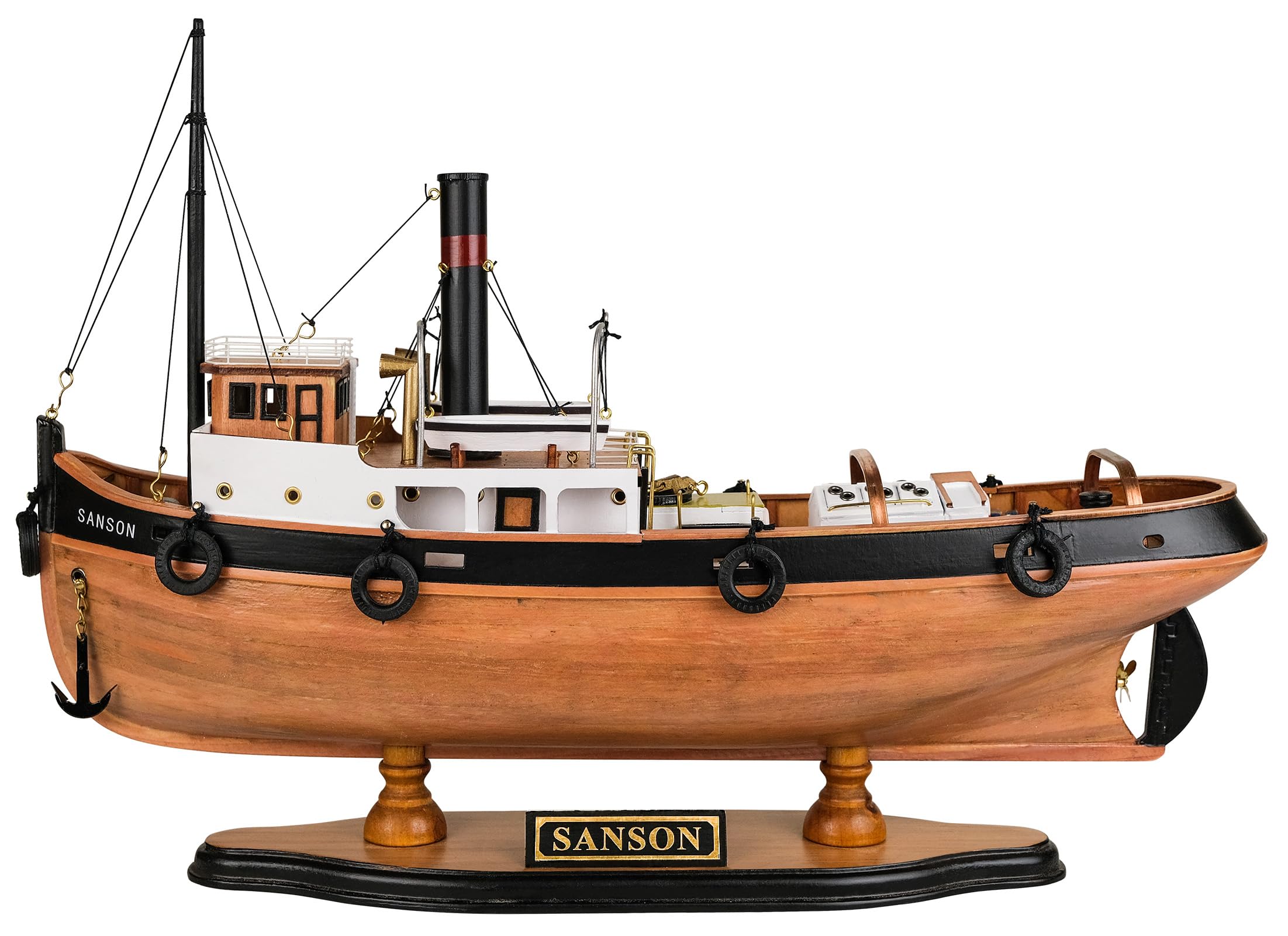 Sailingstory Schlepperboot aus Holz, Schiffsdekoration, 43,2 cm | Handarbeit, authentische Details, nautisches Dekor, Segelboot-Modell